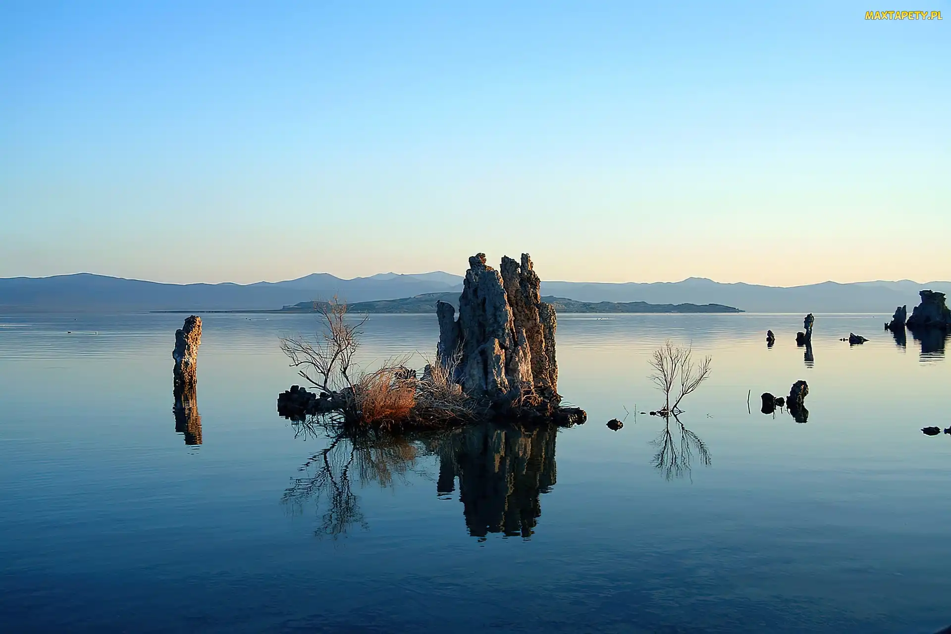 Jezioro, Kalifornia, Mono Lake, Skały