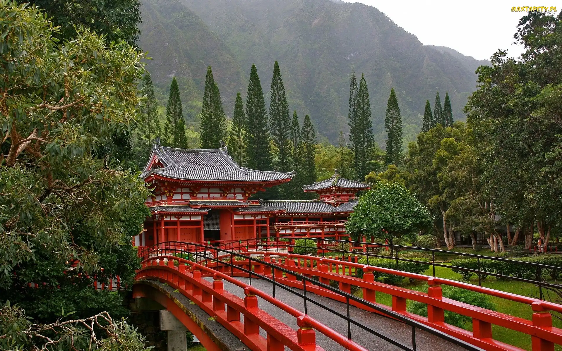 Japonia, Świątynia, Góry, Most