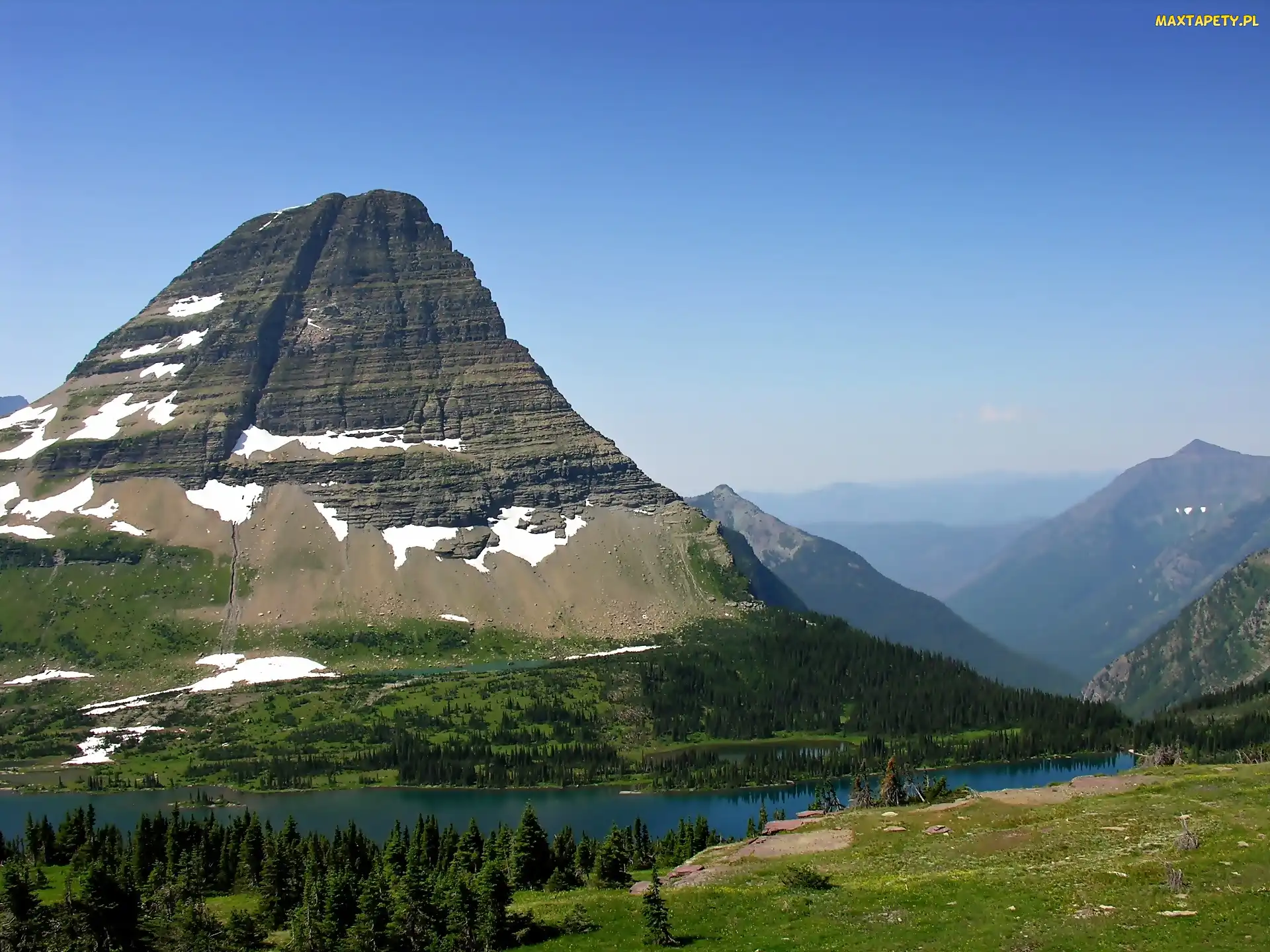 Góry, Hidden, Jezioro, Lasy, Montana