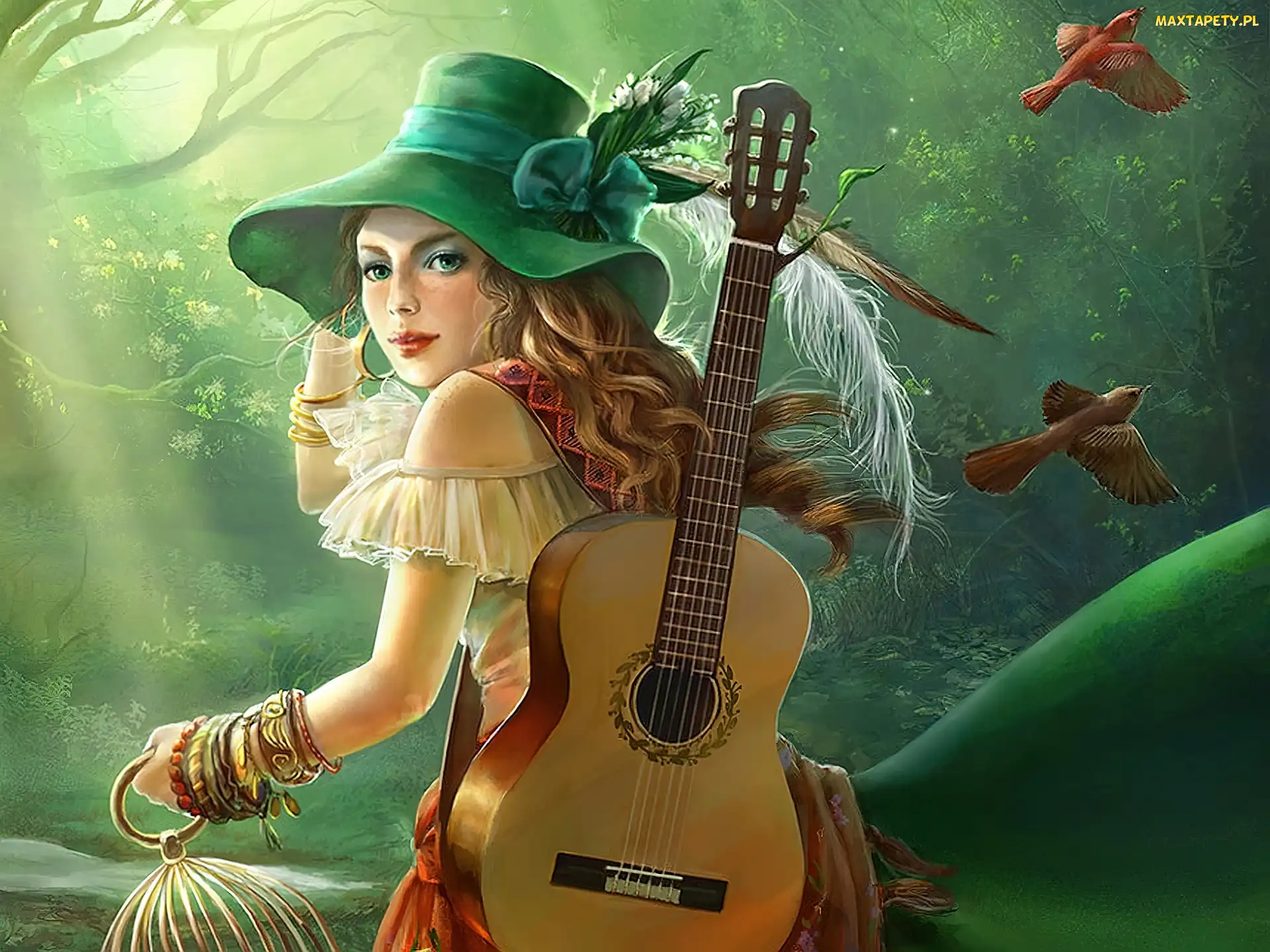 Dziewczyna, Gitara, Kapelusz