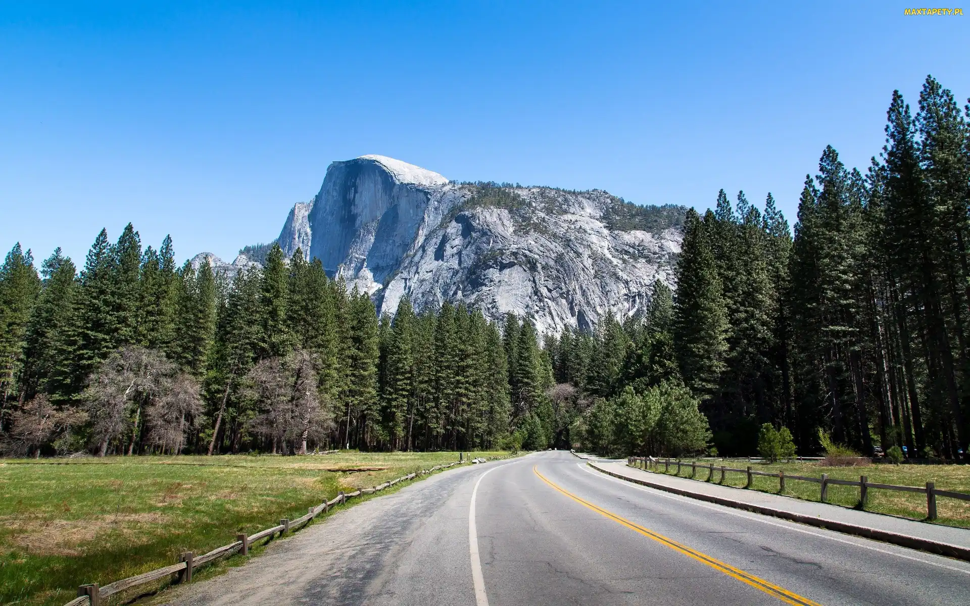 Stany Zjednoczone, Stan Kalifornia, Droga, Góry, Lasy, Park Narodowy Yosemite