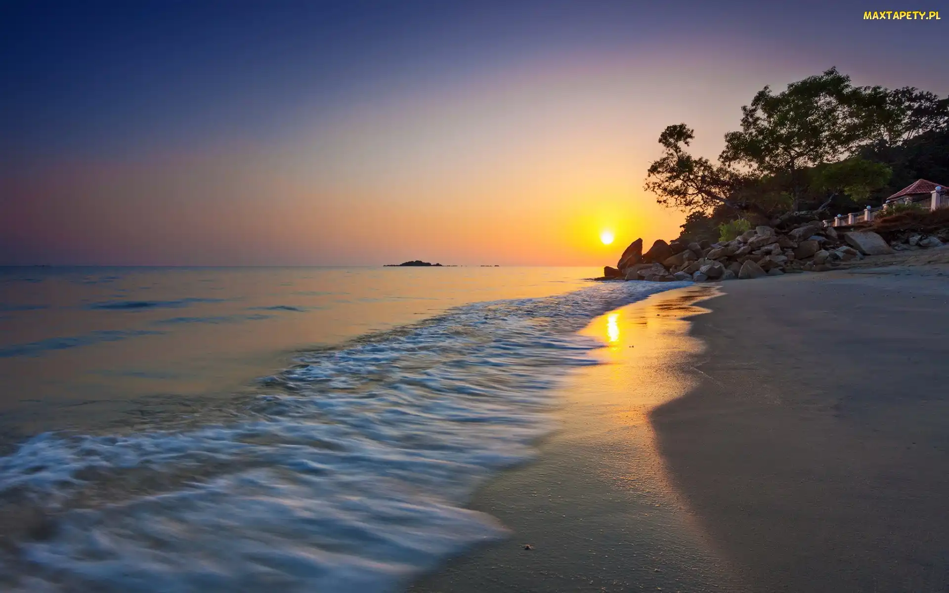 Słońca, Zachód, Morze, Plaża