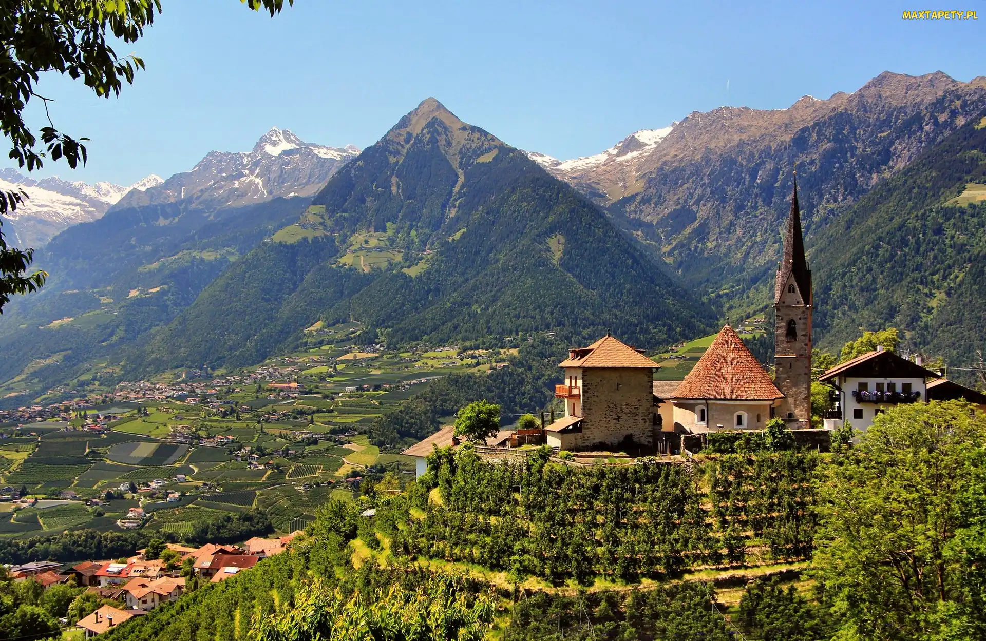 Góry, Włochy, Zabudowania, Merano, Kościół