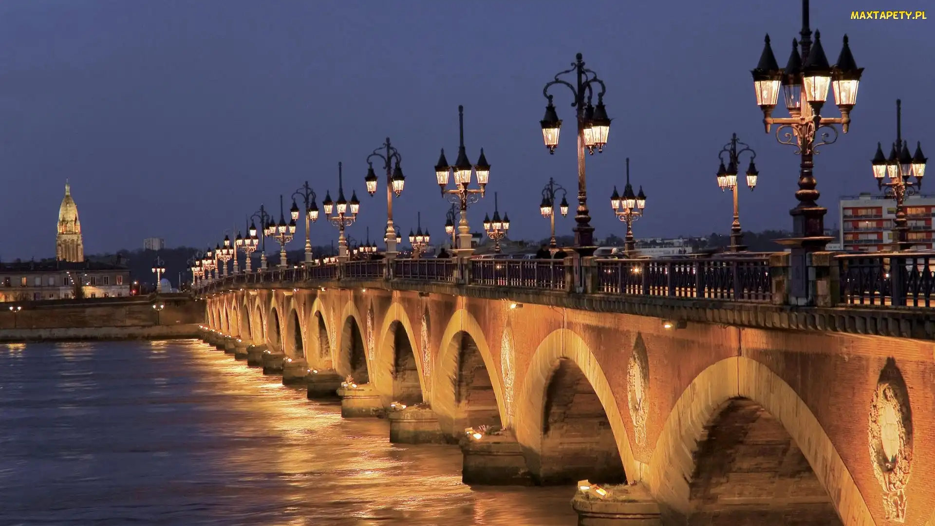 Latarnie, Most, Bordeaux, Francja, Rzeka, Zabytkowy