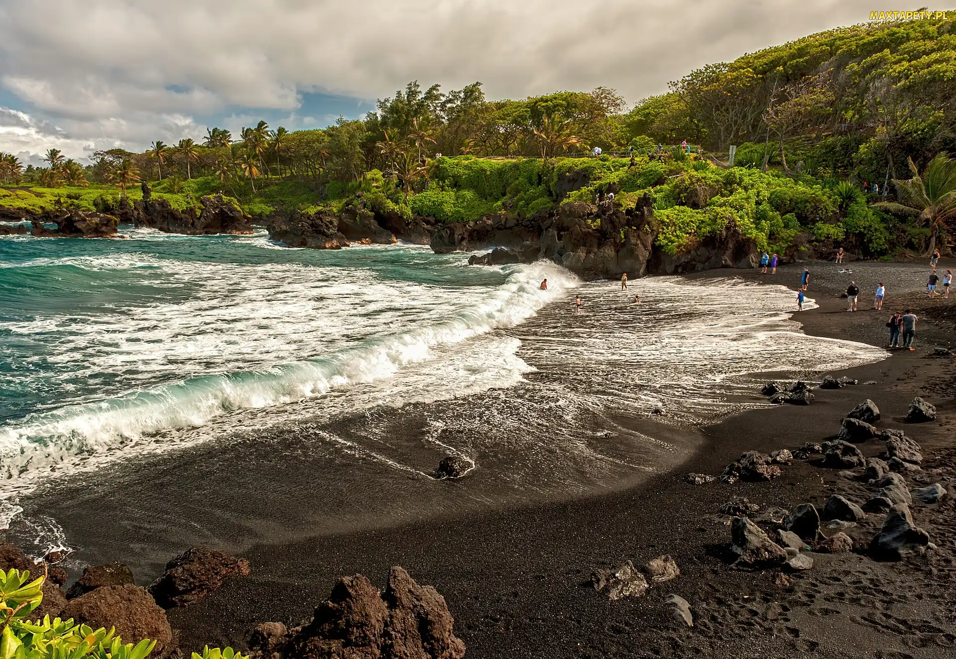 Wulkaniczny, Hawaje, Maui, Piasek, Ocean