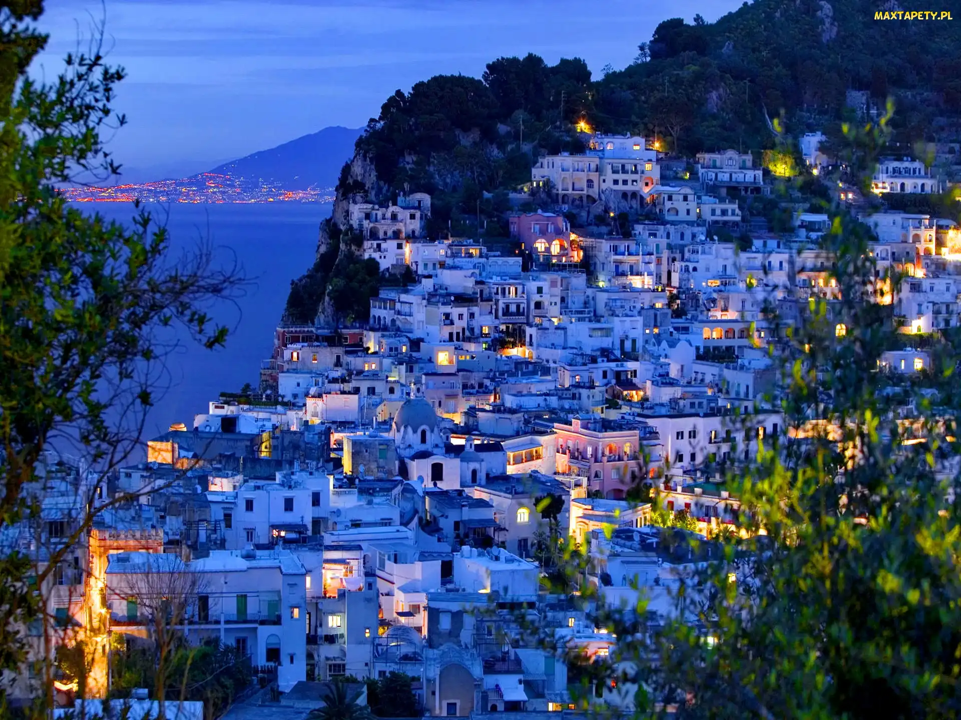 Capri, Wyspa, Domy, Noc