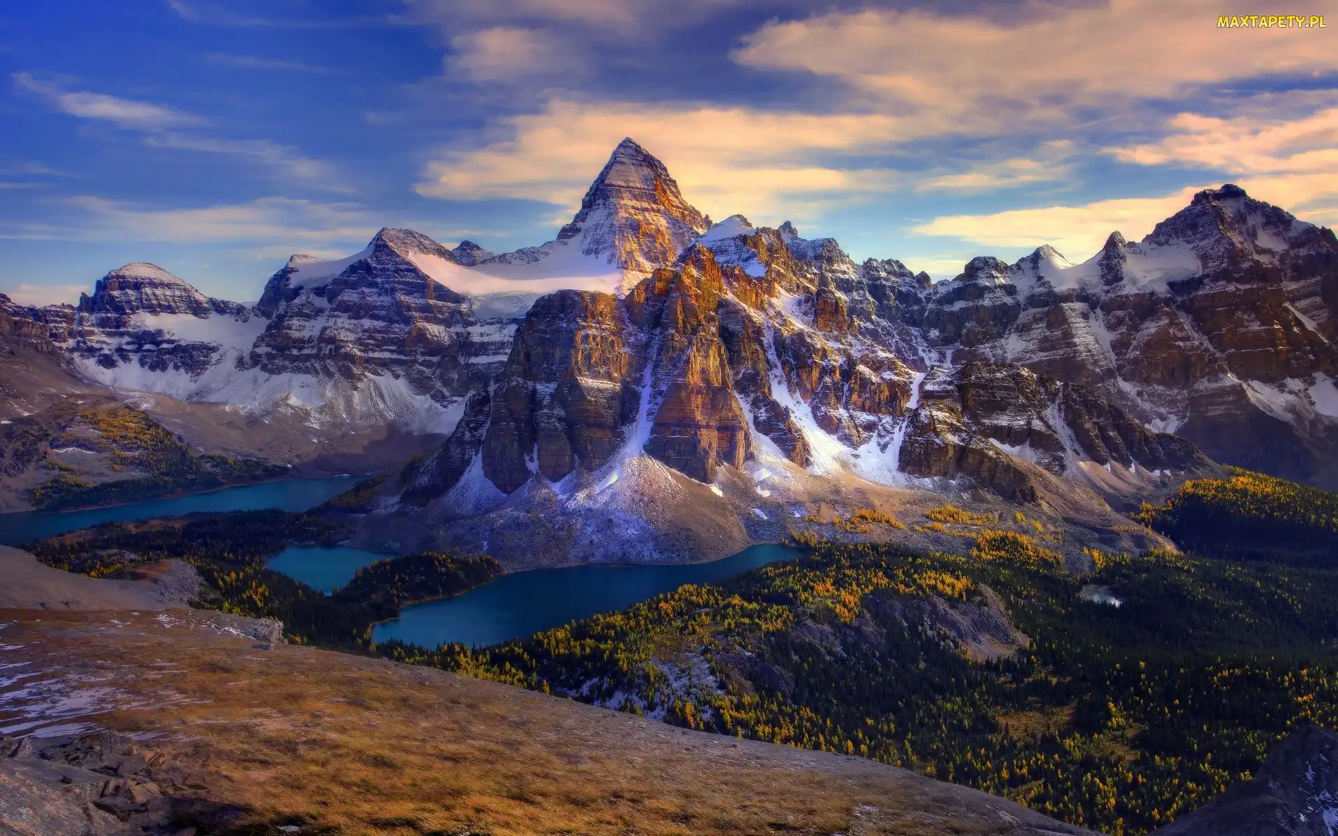 Góry, Jeziora, Góra Mount Assiniboine, Szczyty, Kolumbia Brytyjska, Park Prowincjonalny Mount Assiniboine, Kanada