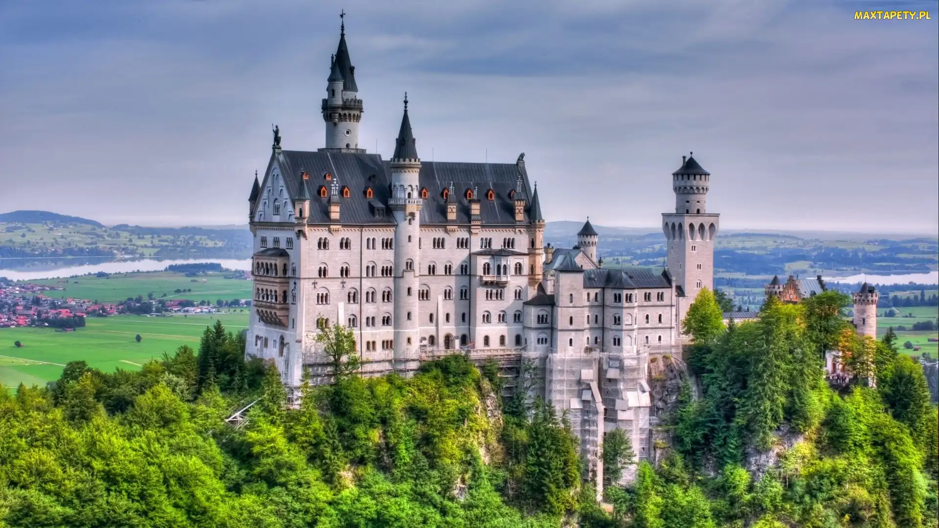 Bawaria, Alpy, Góry, Zamek Neuschwanstein, Niemcy