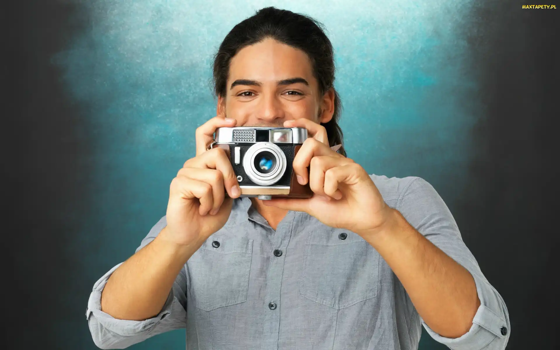 Mężczyzna, Fotograficzny, Uśmiechnięty, Aparat, Model
