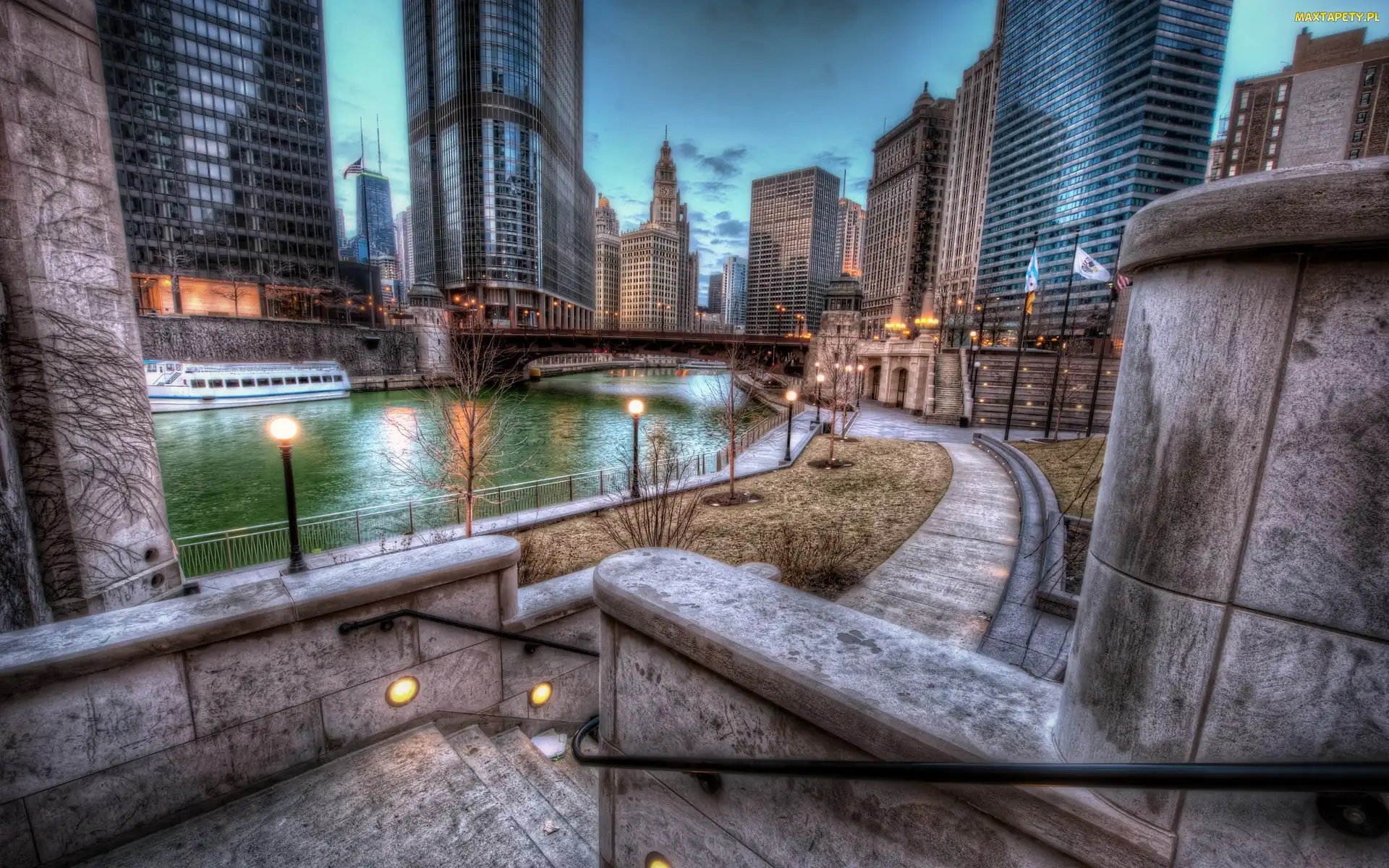 Miasto, Chicago, Oświetlone