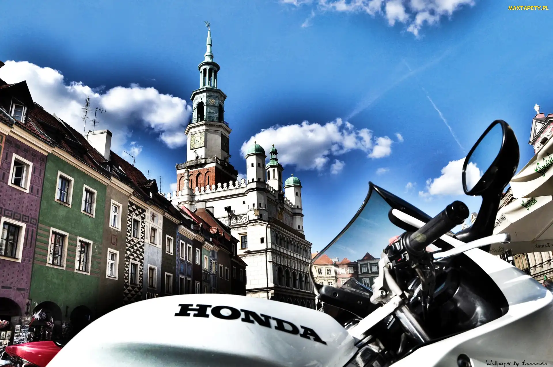 Ratusz, Poznań, Motocykl, Rynek, Honda, Stary