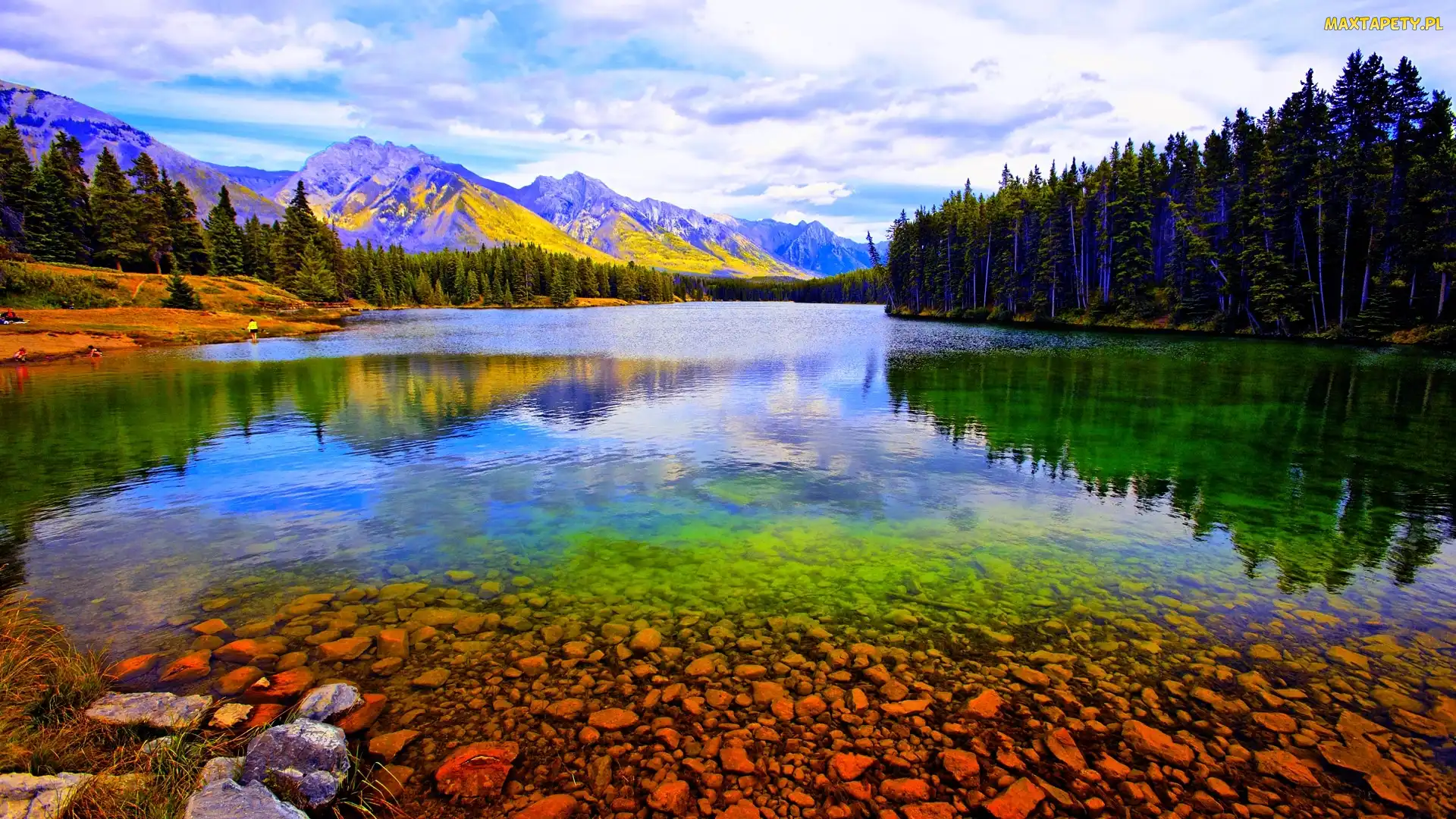 Góry, Lasy, Park Narodowy, Kanada, Banff, Jezioro