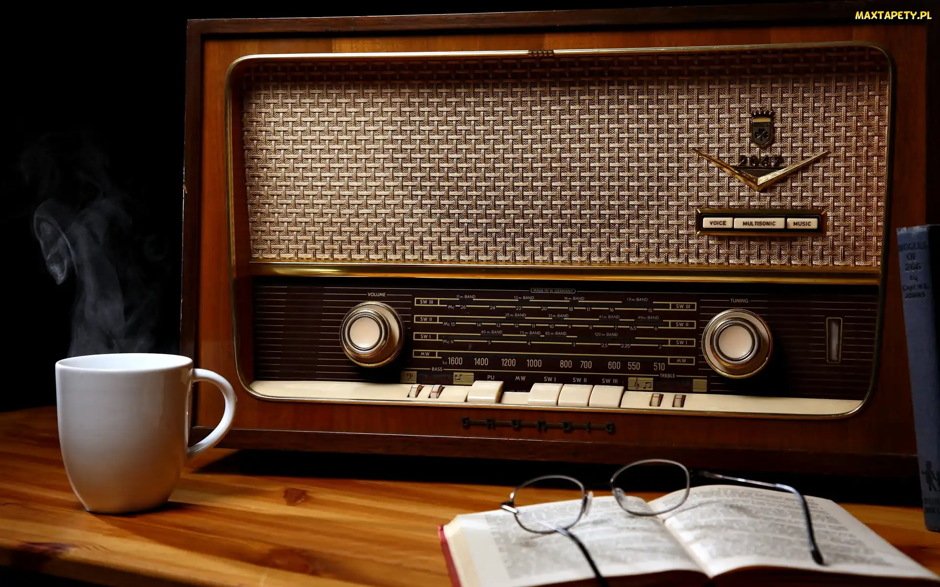 Antyk, Filiżanka, Stare, Radio, Okulary, Książka
