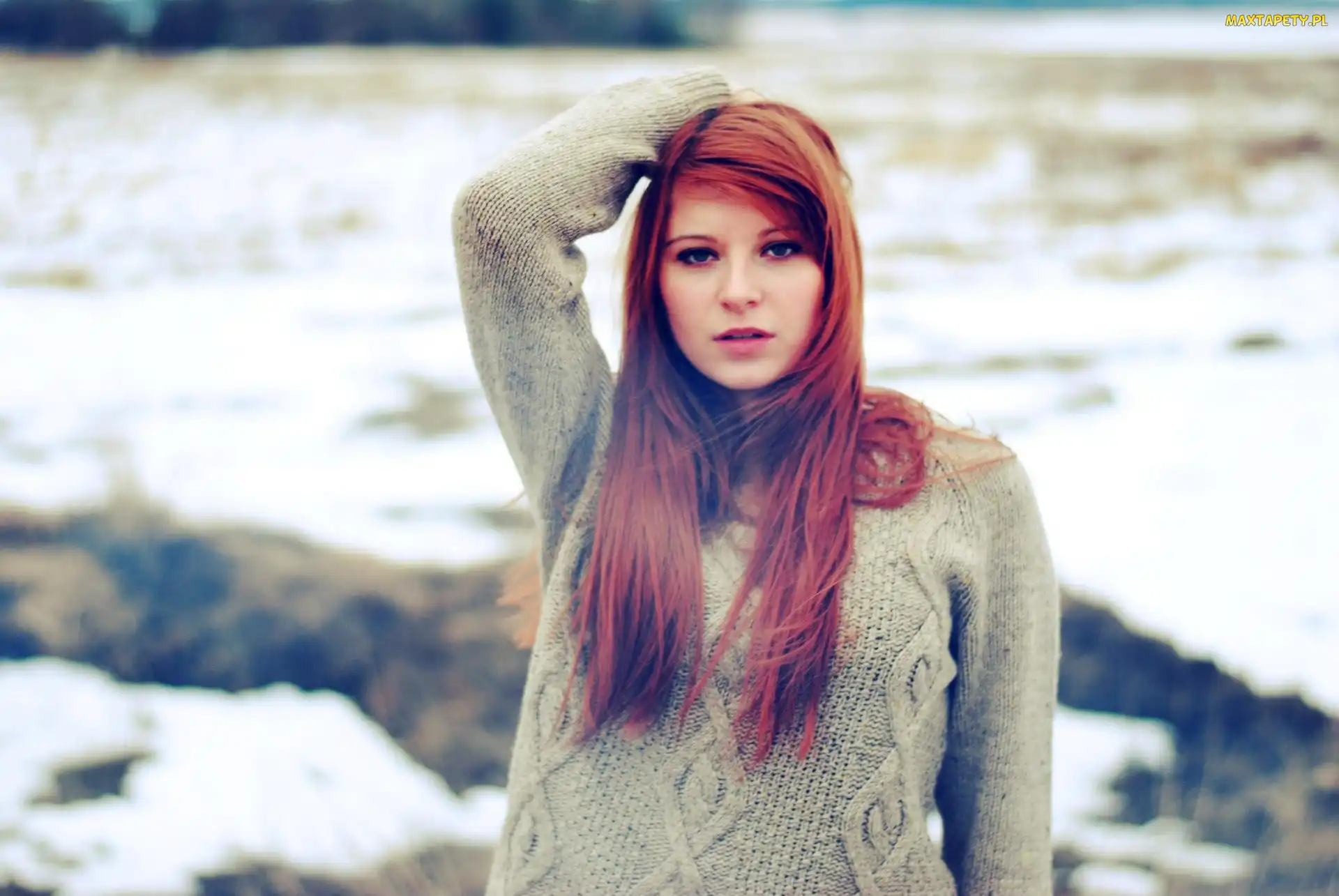 Kobieta, Sweter, Ruda
