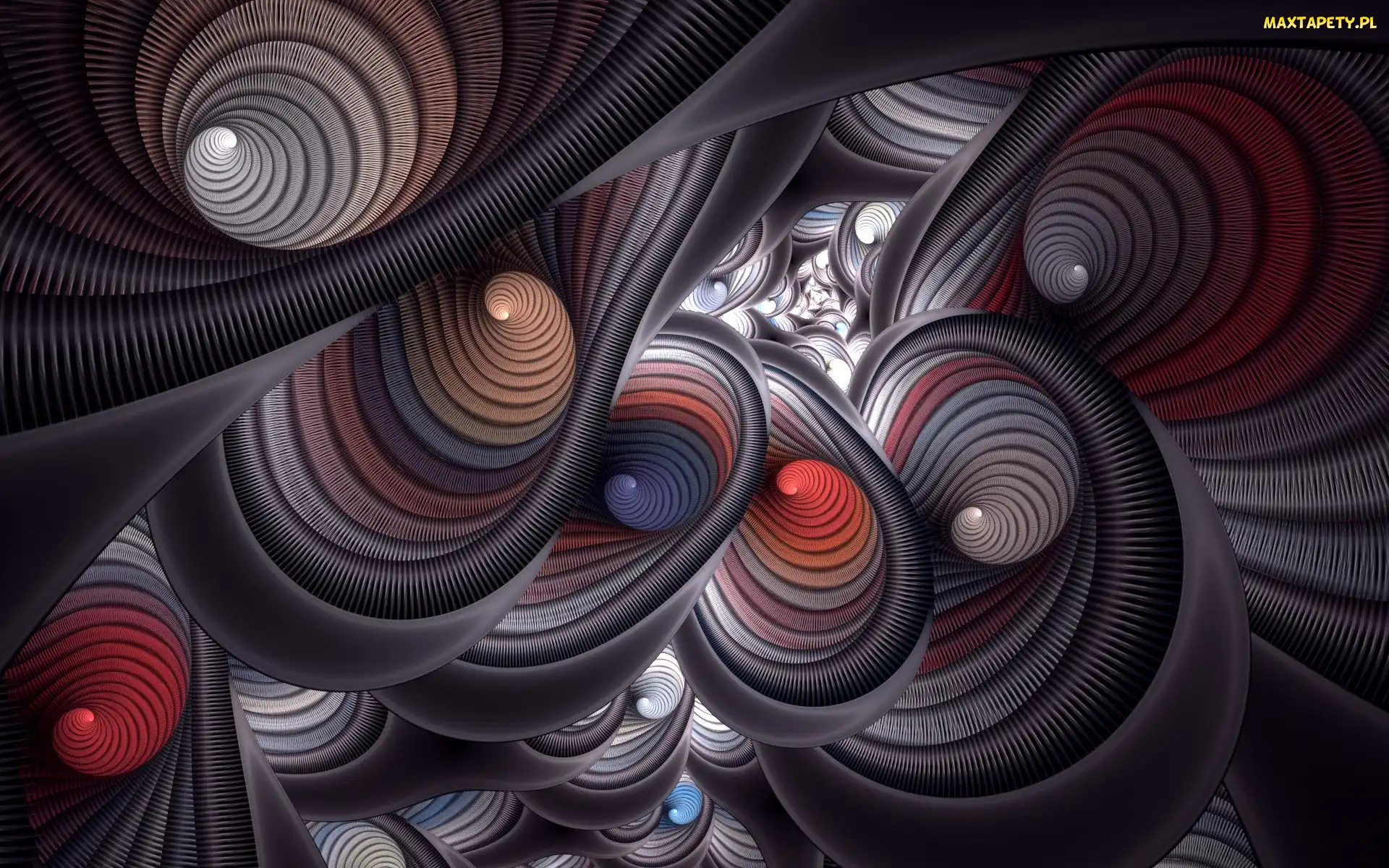 Grafika, Abstrakcja, Szare, Spirale