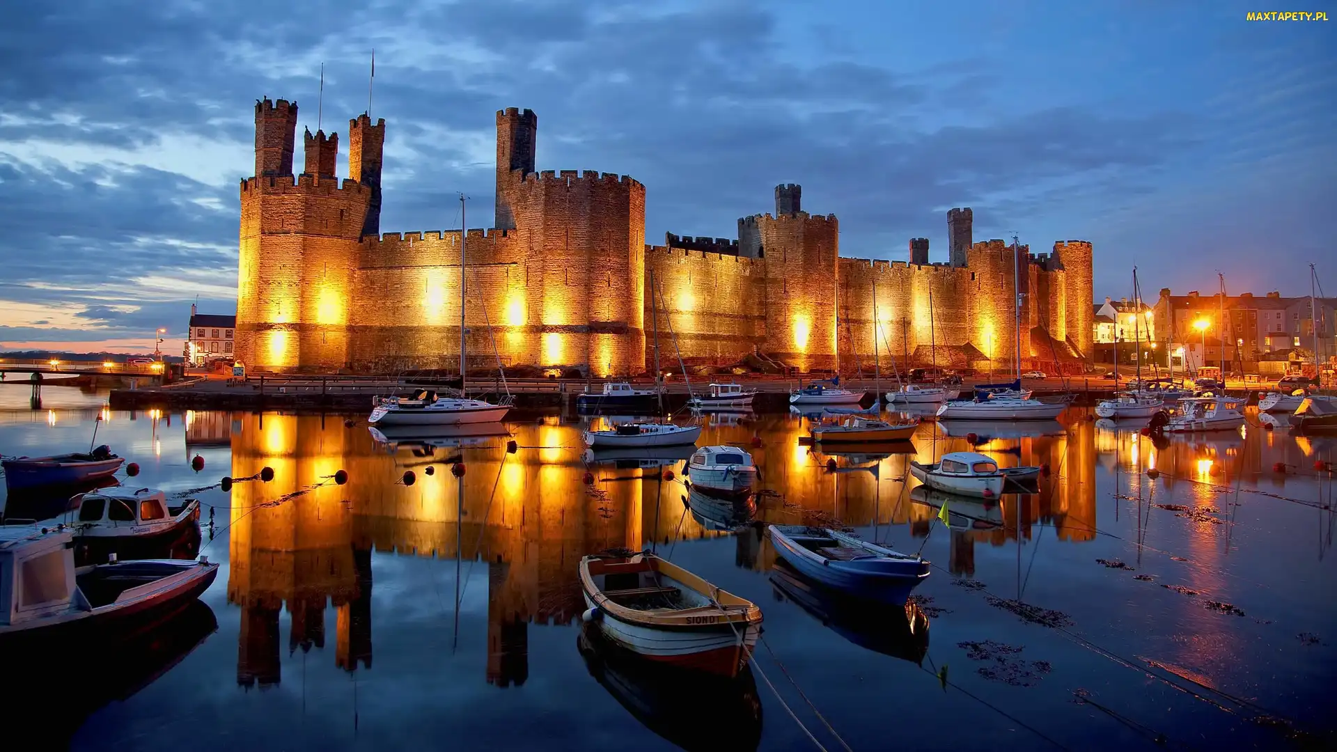 Zamek, Walia, Łódki, Caernarfon, Rzeka