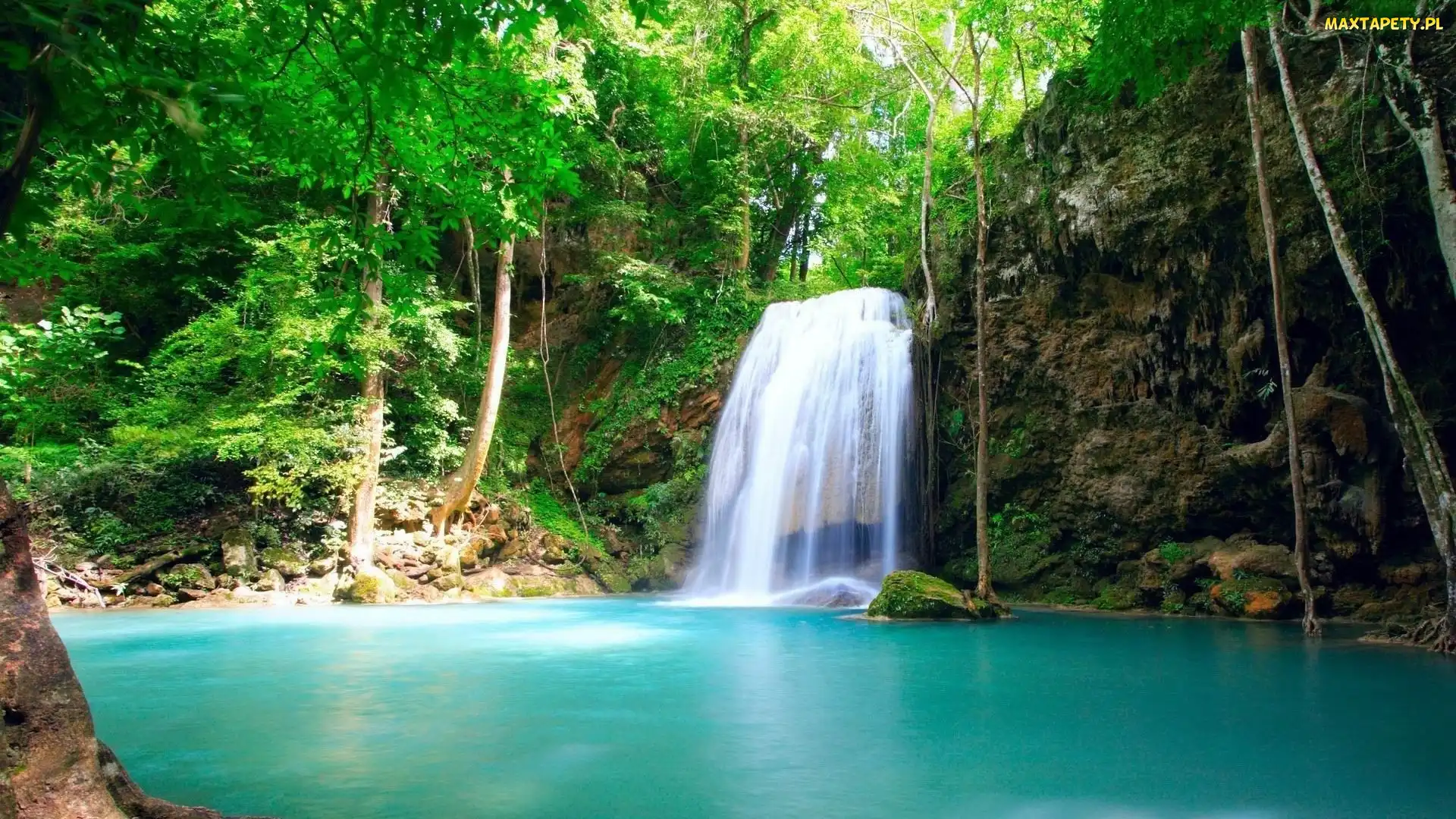 Jeziorko, Chorwacja, Plitvice, Drzewa, Wodospad