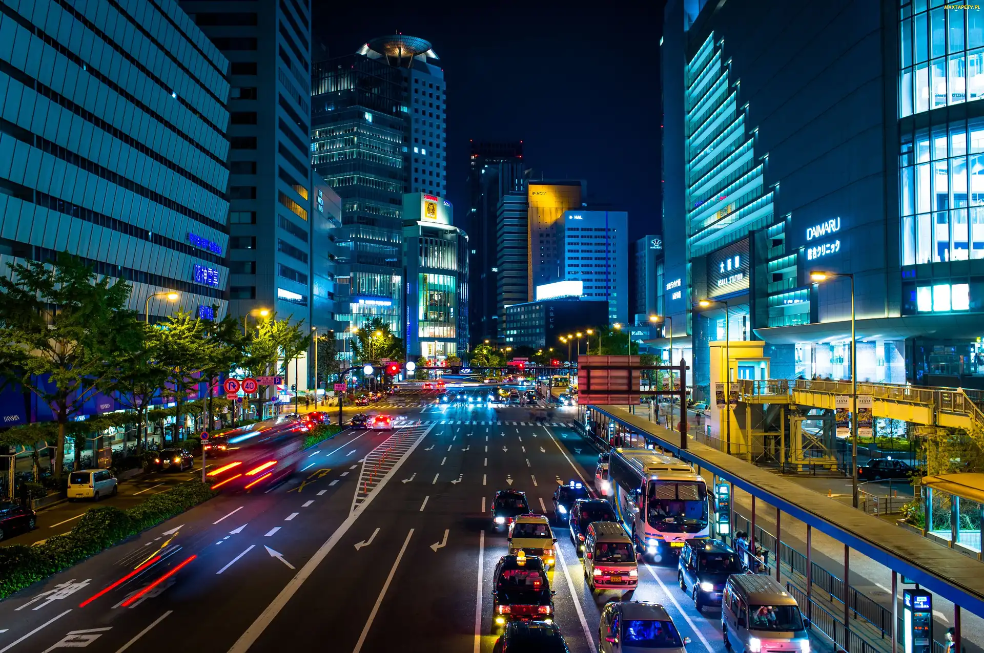 Noc, Miasto, Osaka, Japonia