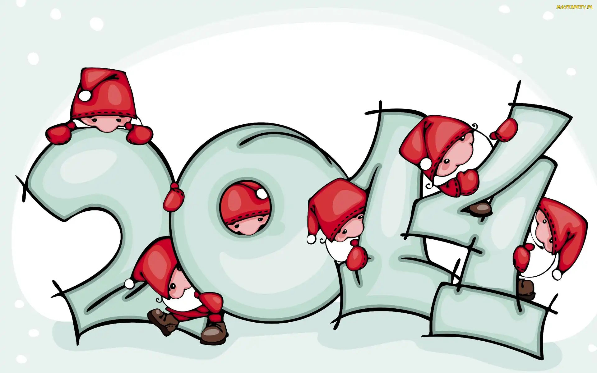 Dekoracja, Grafika 2D, 2014, Świąteczna, Mikołaje