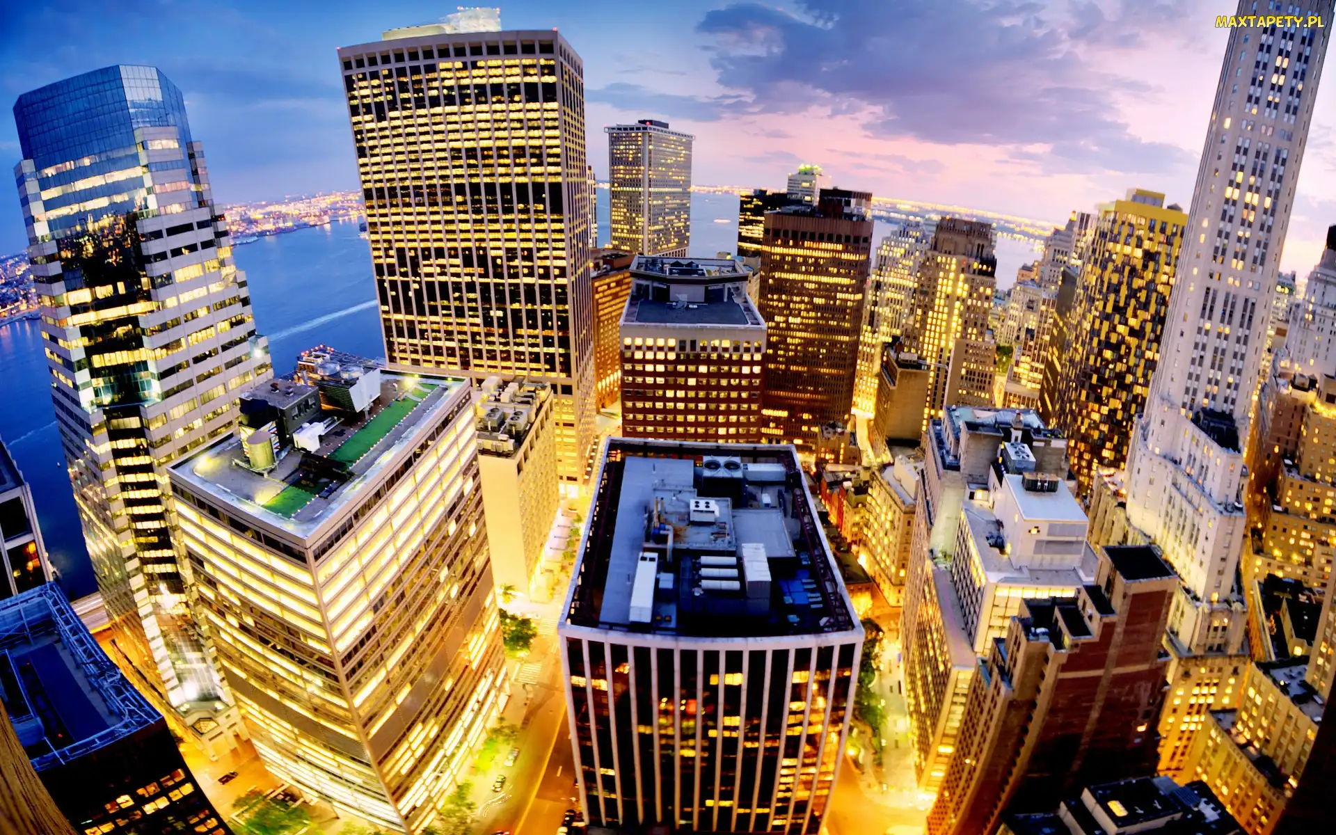 Nowy, Miasta, Panorama, Jork, Manhattan