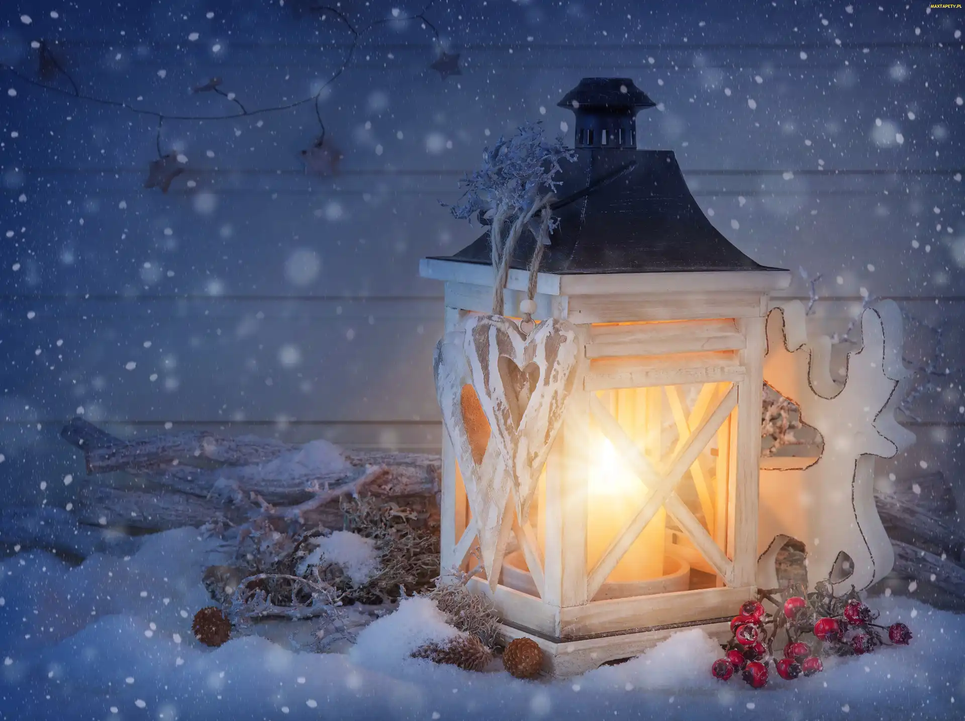 Świąteczna, Święta, Kompozycja, Narodzenie, Świeczka, Boże, Ogień, Lampion