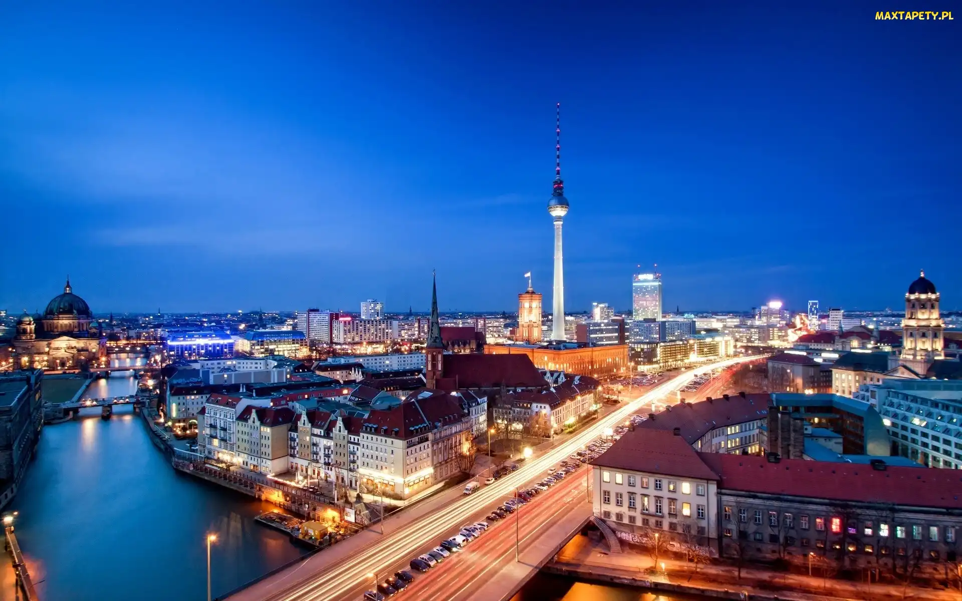 Mosty, Rzeka, Niemcy, Kościoły, Domy, Berlin, Wieża