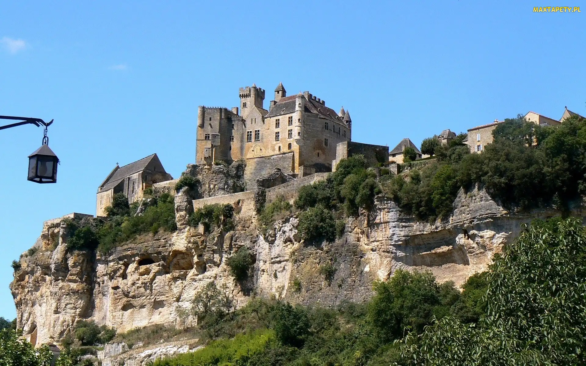 Skały, Francja, Château de Beynac, Roślinność, Akwitania, Zamek Beynac, Gmina Beynac-et-Cazenac