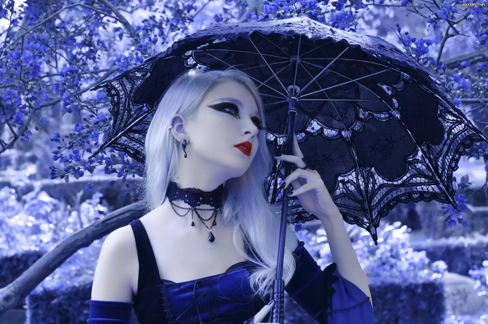 Kobieta, Gothic, Parasol