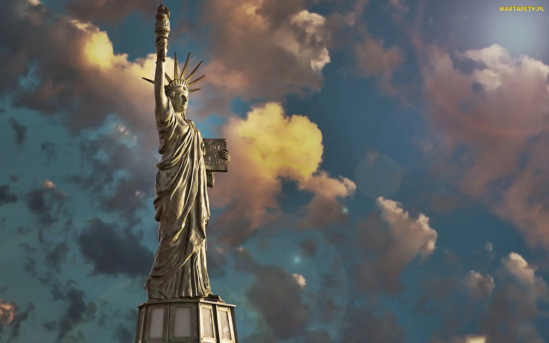 Statua, Chmury, Nowy, Jork, Wolności