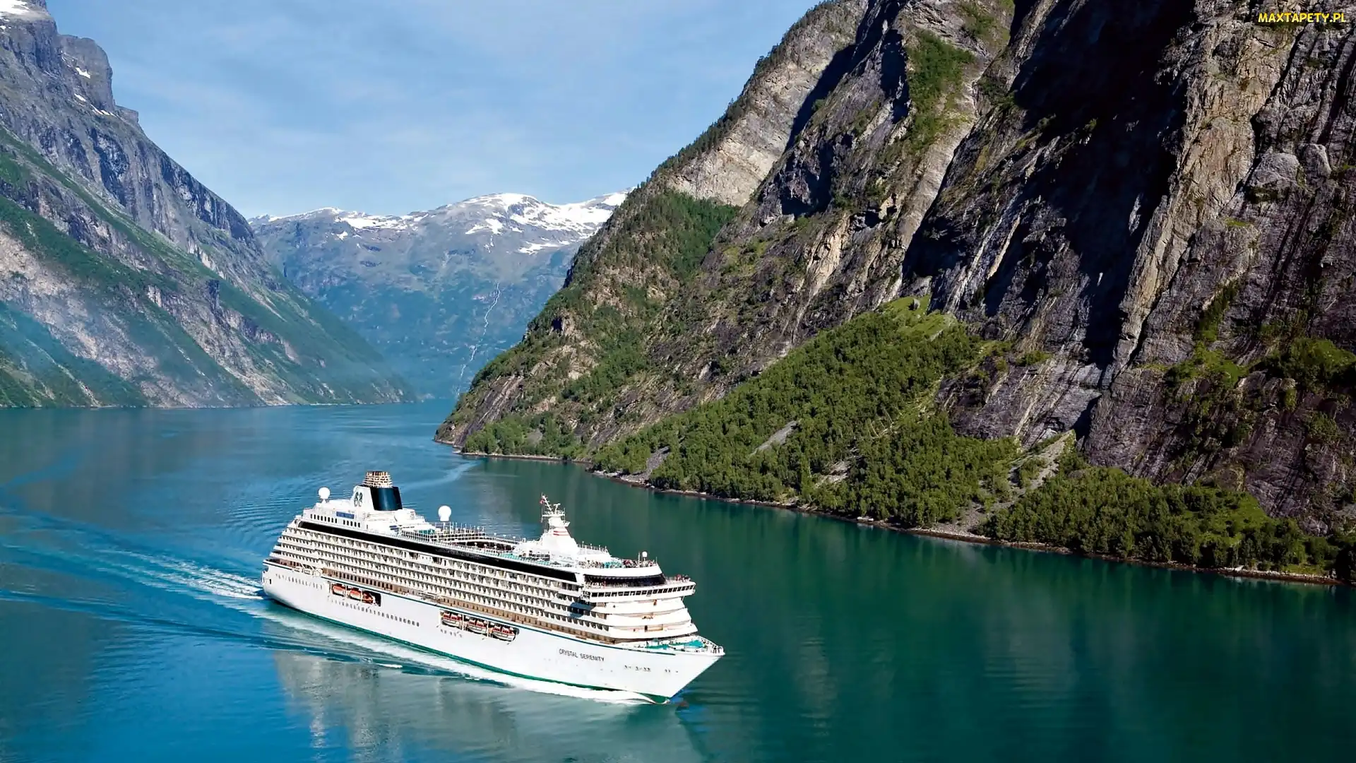 Statek, Fiord Geirangerfjorden, Norwegia, Góry