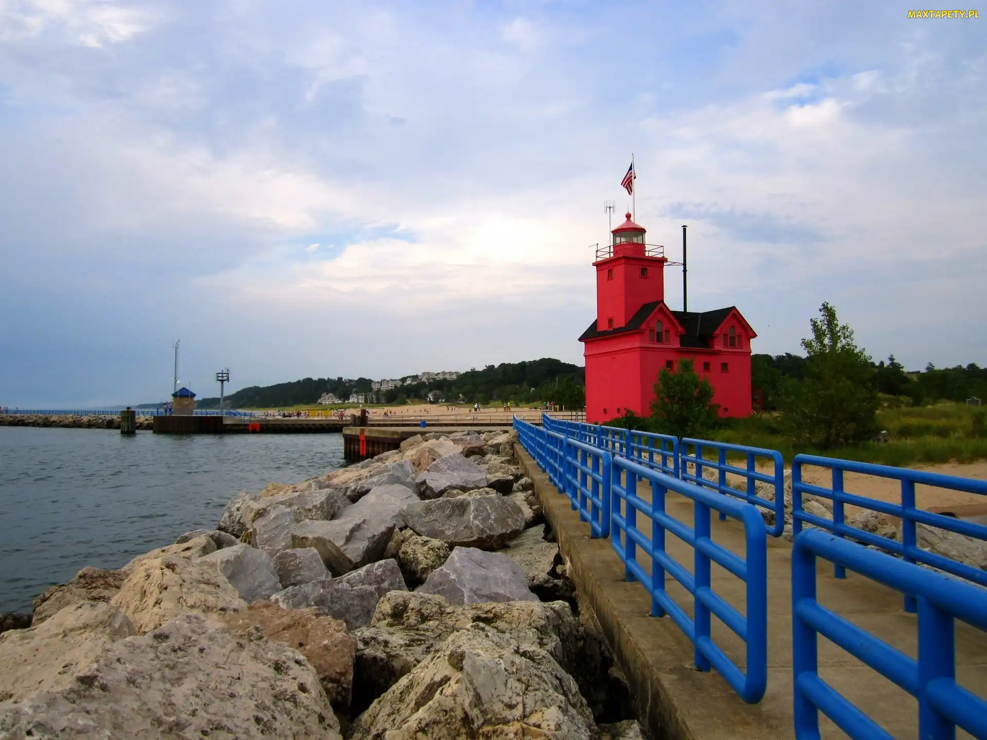 Nabrzeże, Morska, Latarnia, Głazy, Morze
