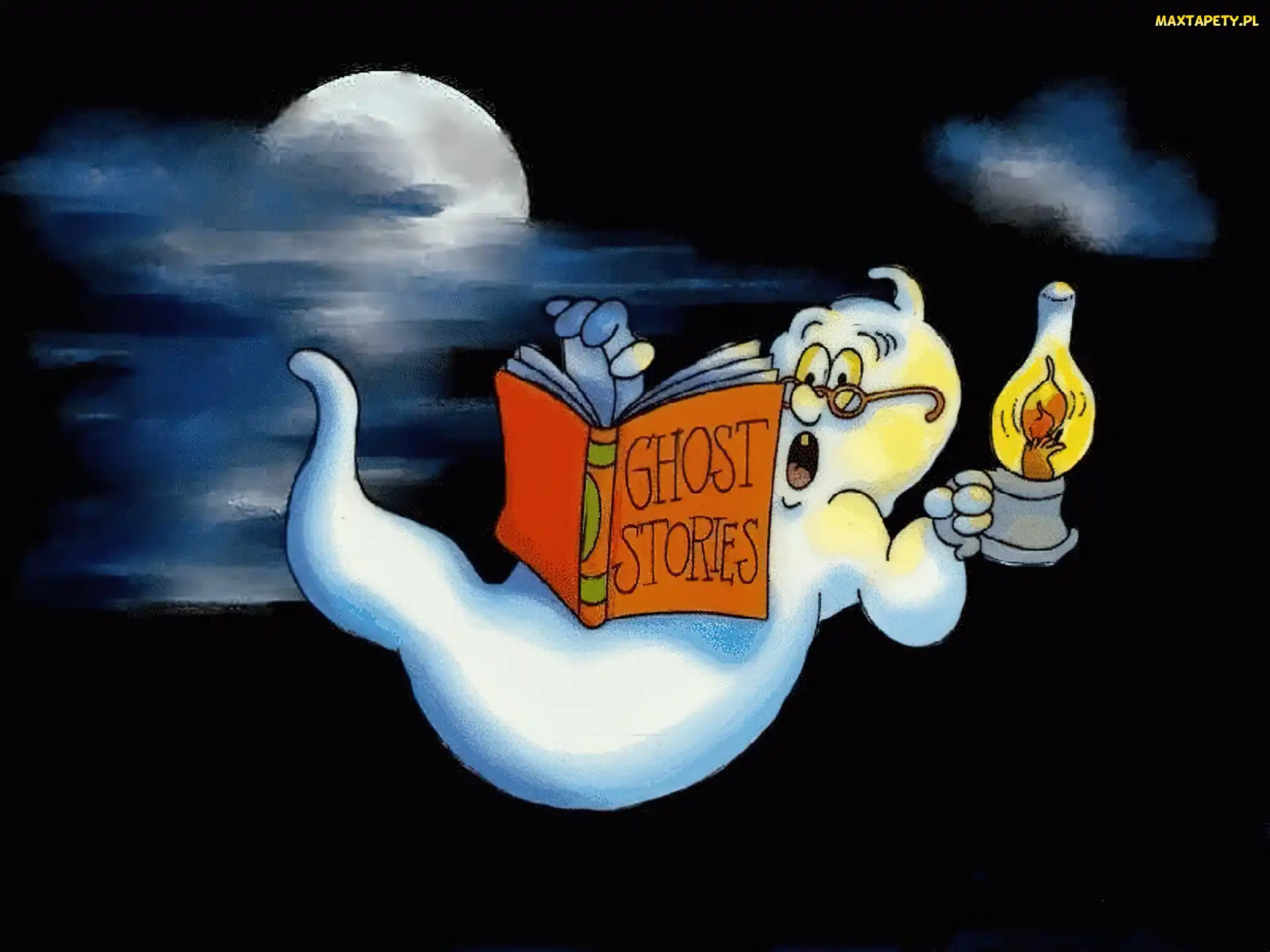 książka, duch , Halloween, księżyc