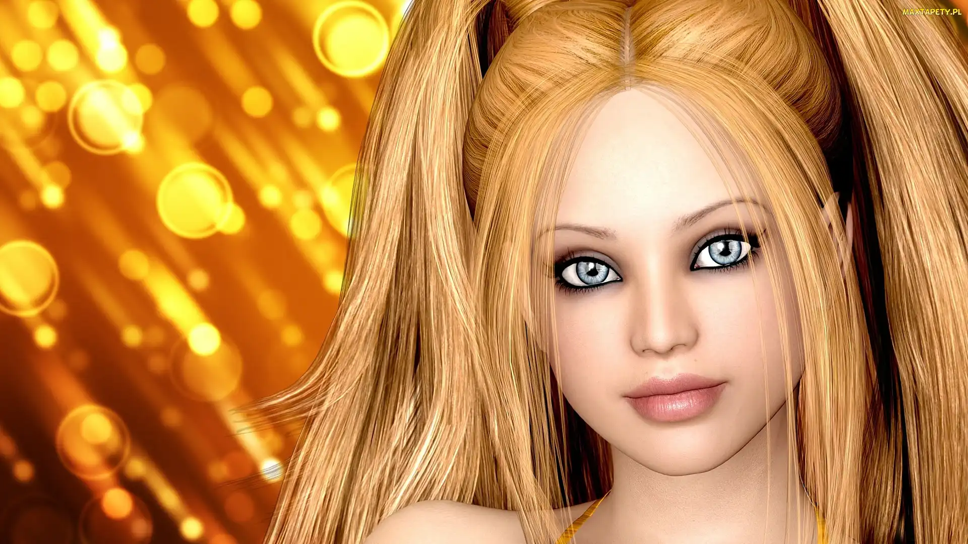 Dziewczyna, 3D, Portret, Grafika, Blondynka