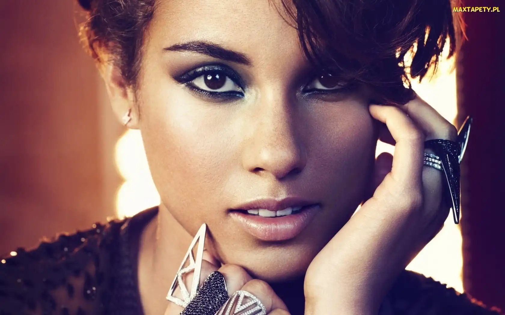 Kobieta, Makijaż, Biżuteria, Alicia Keys, Piękna