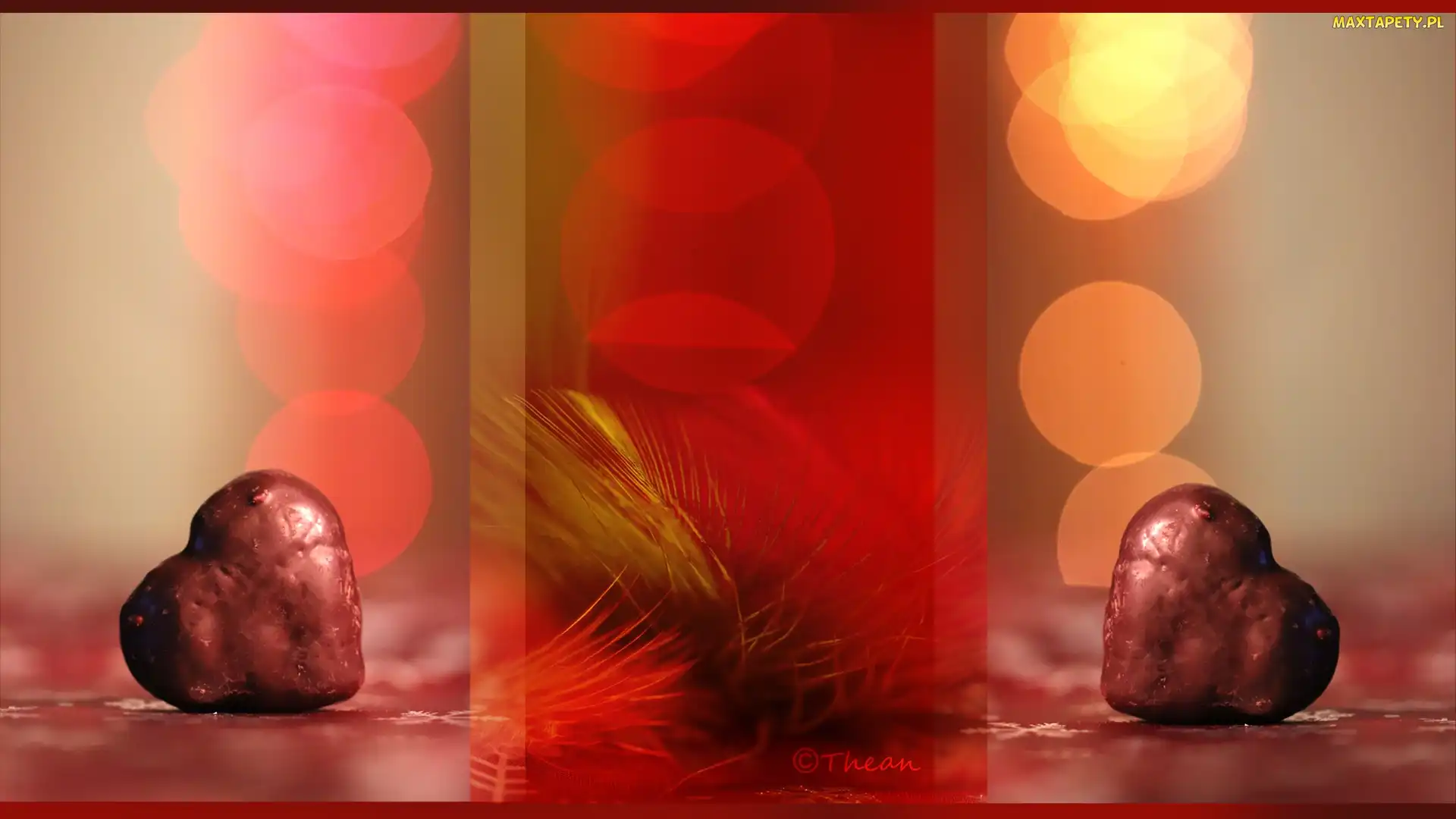 Czekoladowe, Bokeh, Piórka, Serca, Pierniczki