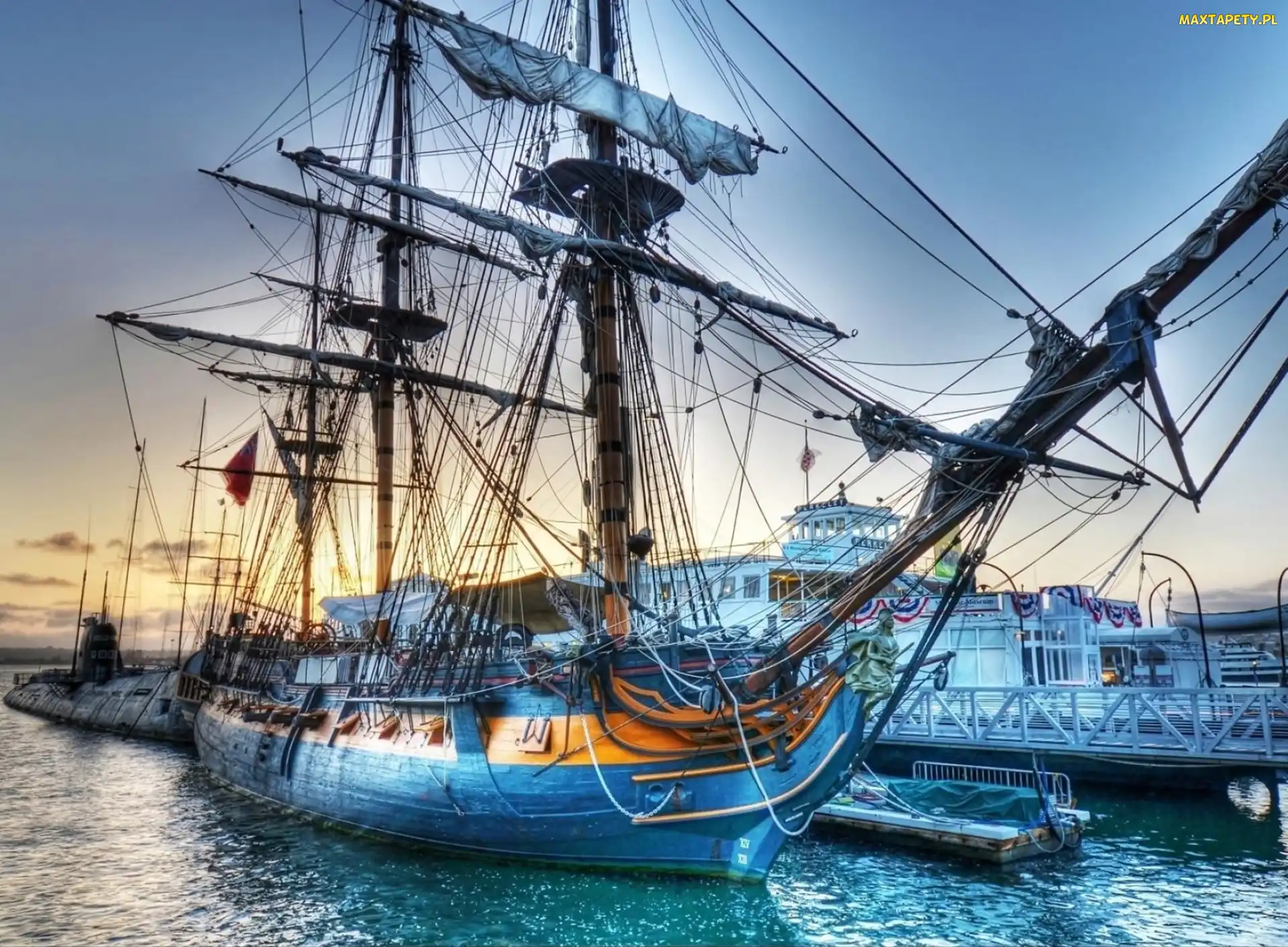 Morze, Żaglowce, Statek, Port