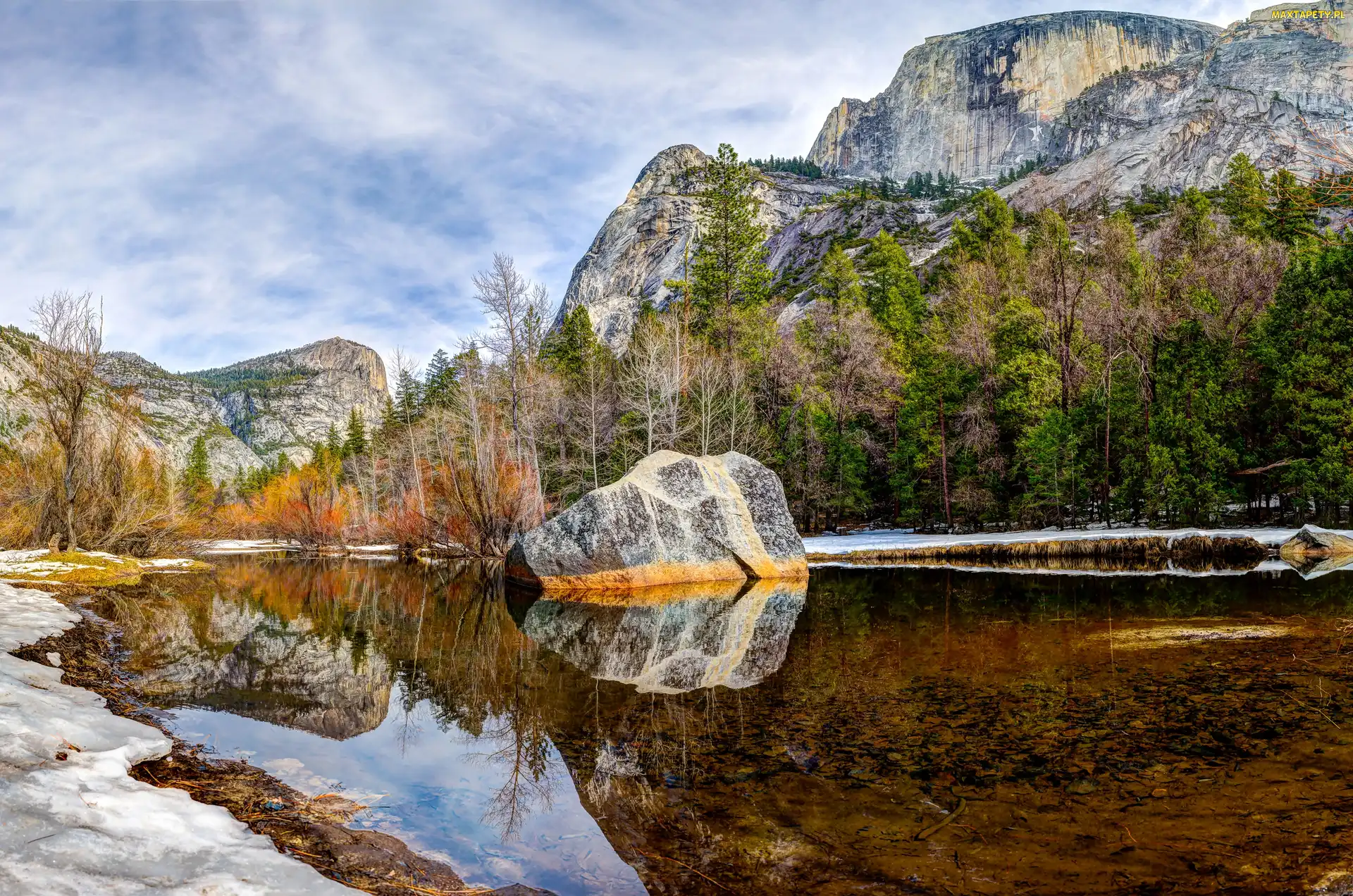 Rzeka, Las, Stan Kalifornia, Stany Zjednoczone, Park Narodowy Yosemite, Góry