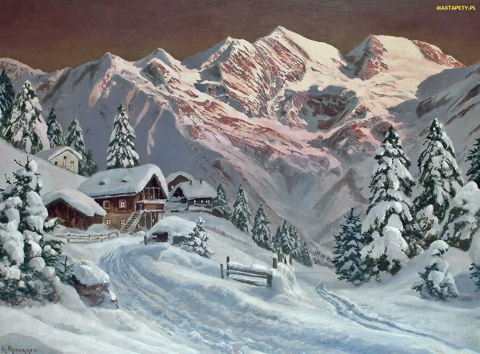 Alois, Arnegger, Świerki, Góry, Domy, Zima
