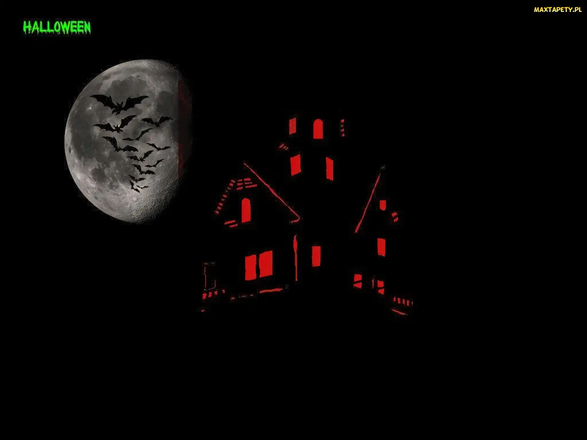 księżyc, nietoperze, Halloween