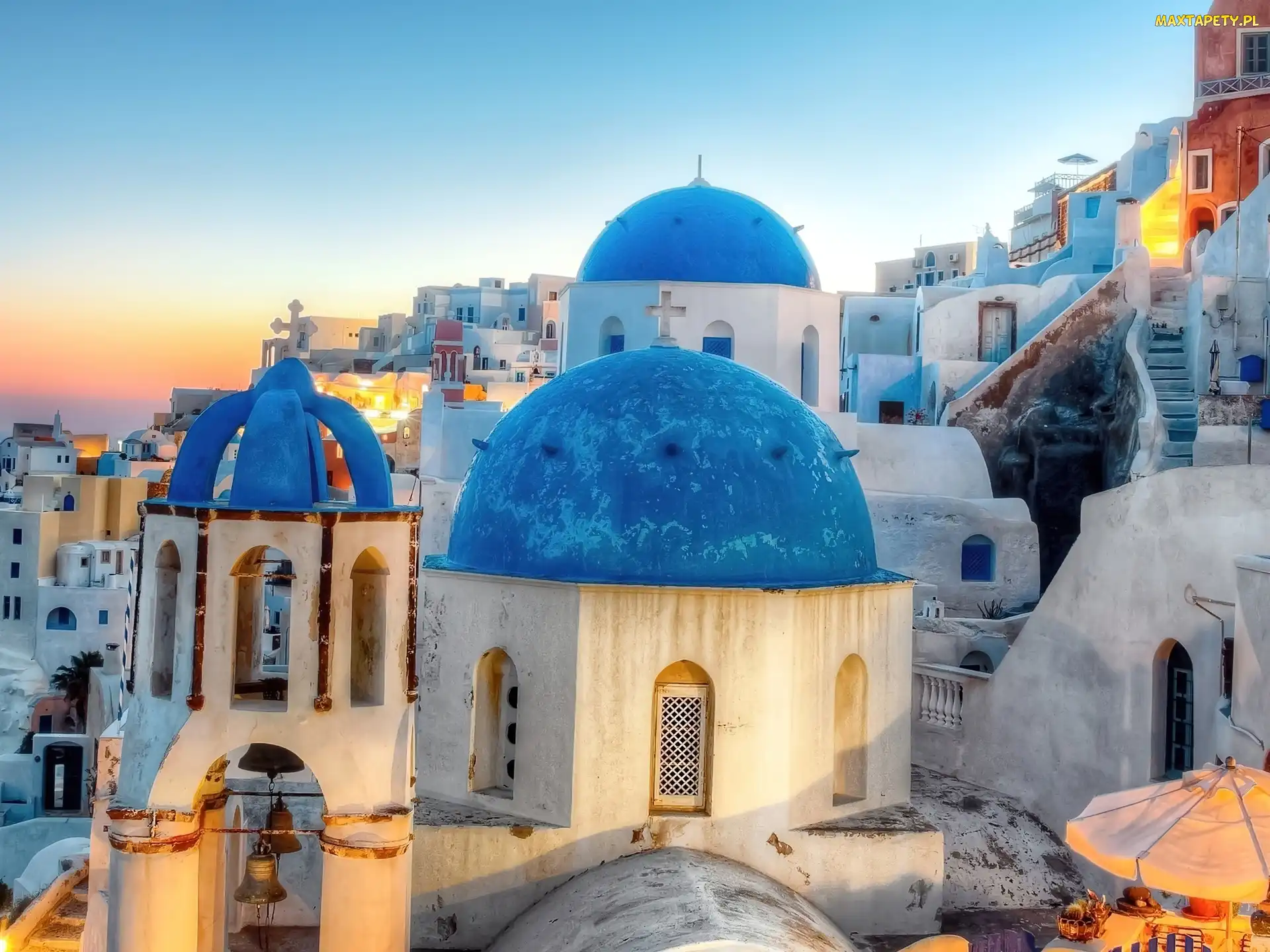 Santorini, Kopuły, Niebieskie, Grecja, Cerkiew
