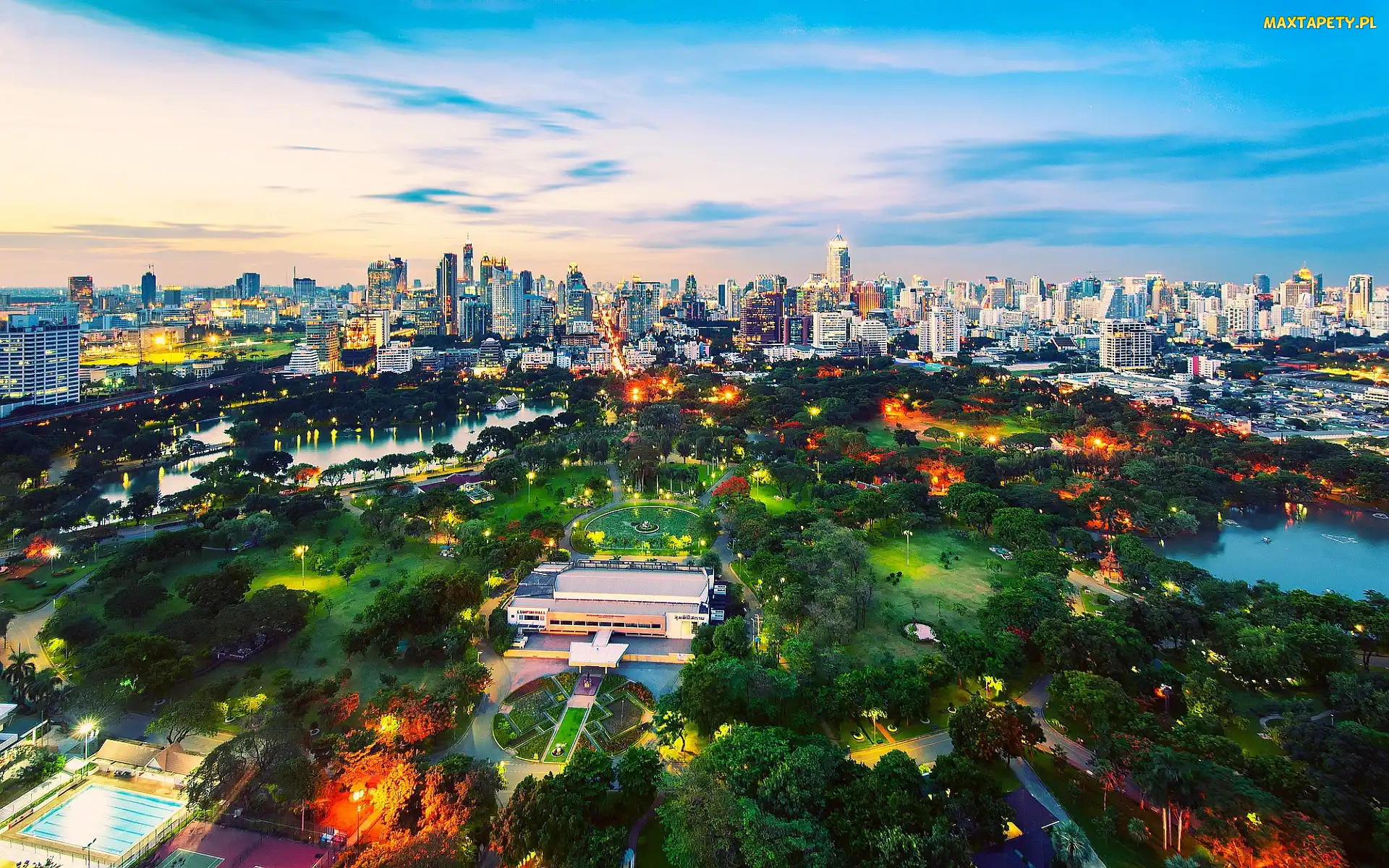 Park, Miasto, Tajlandia, Bangkok