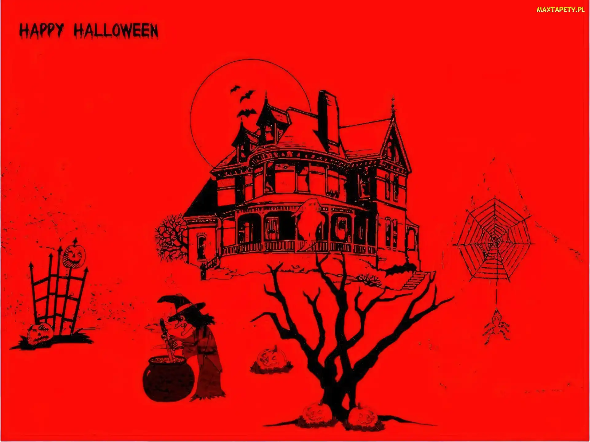 Halloween, domek, pajęczyna
