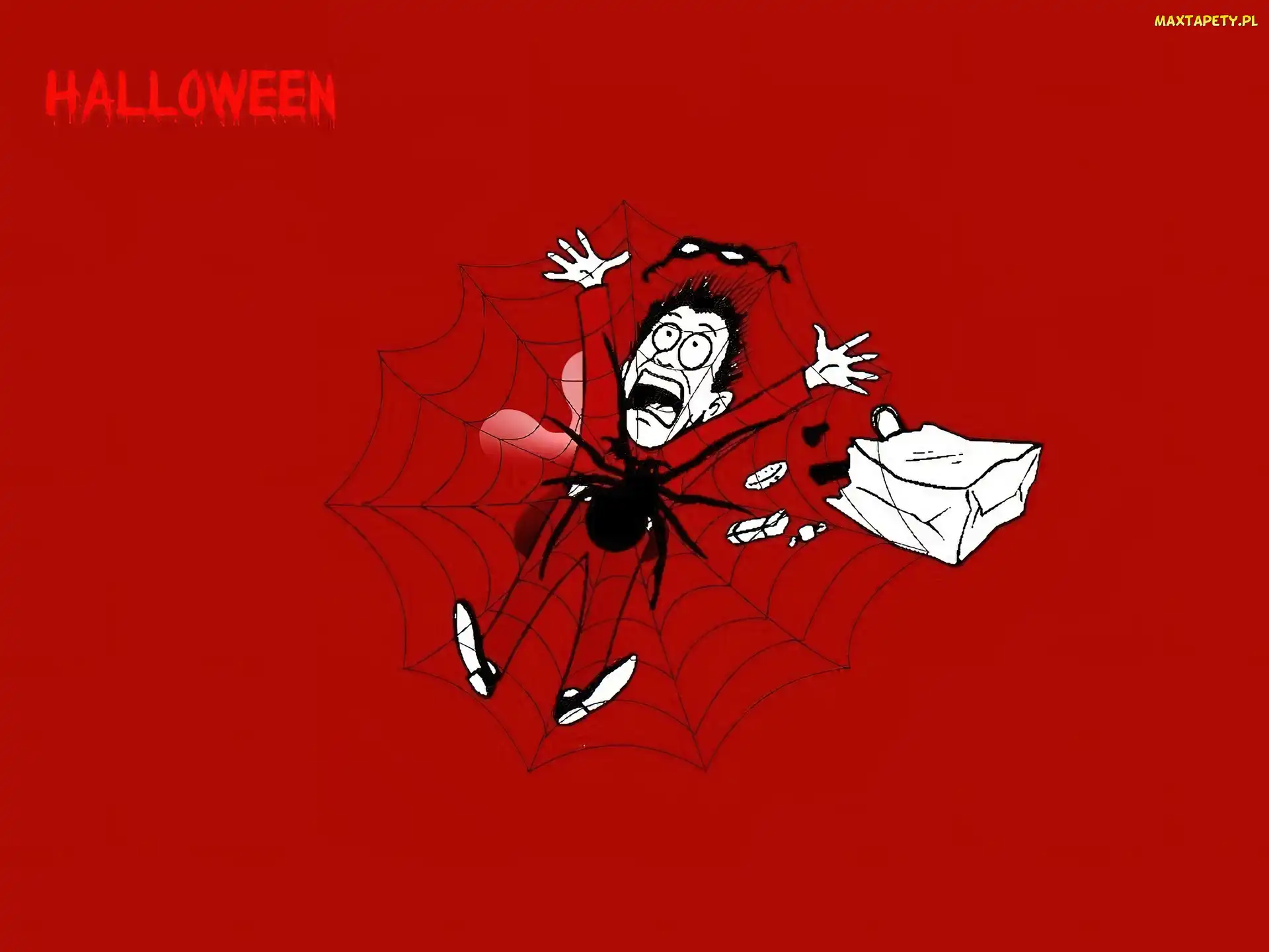 Halloween, człowiek w pajęczynie