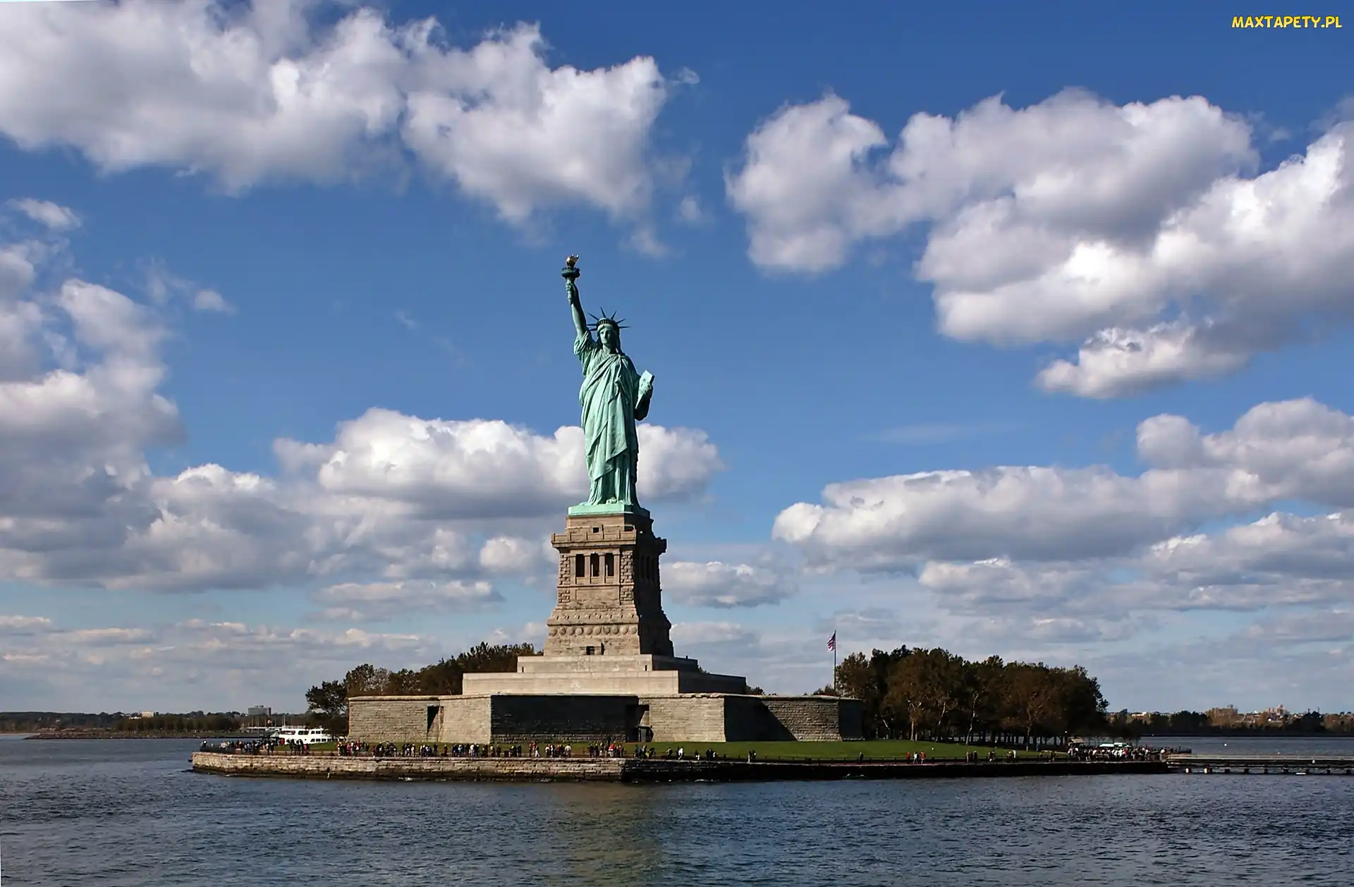 Rzeka, Hudson, Wolności, Island, Statua, Liberty