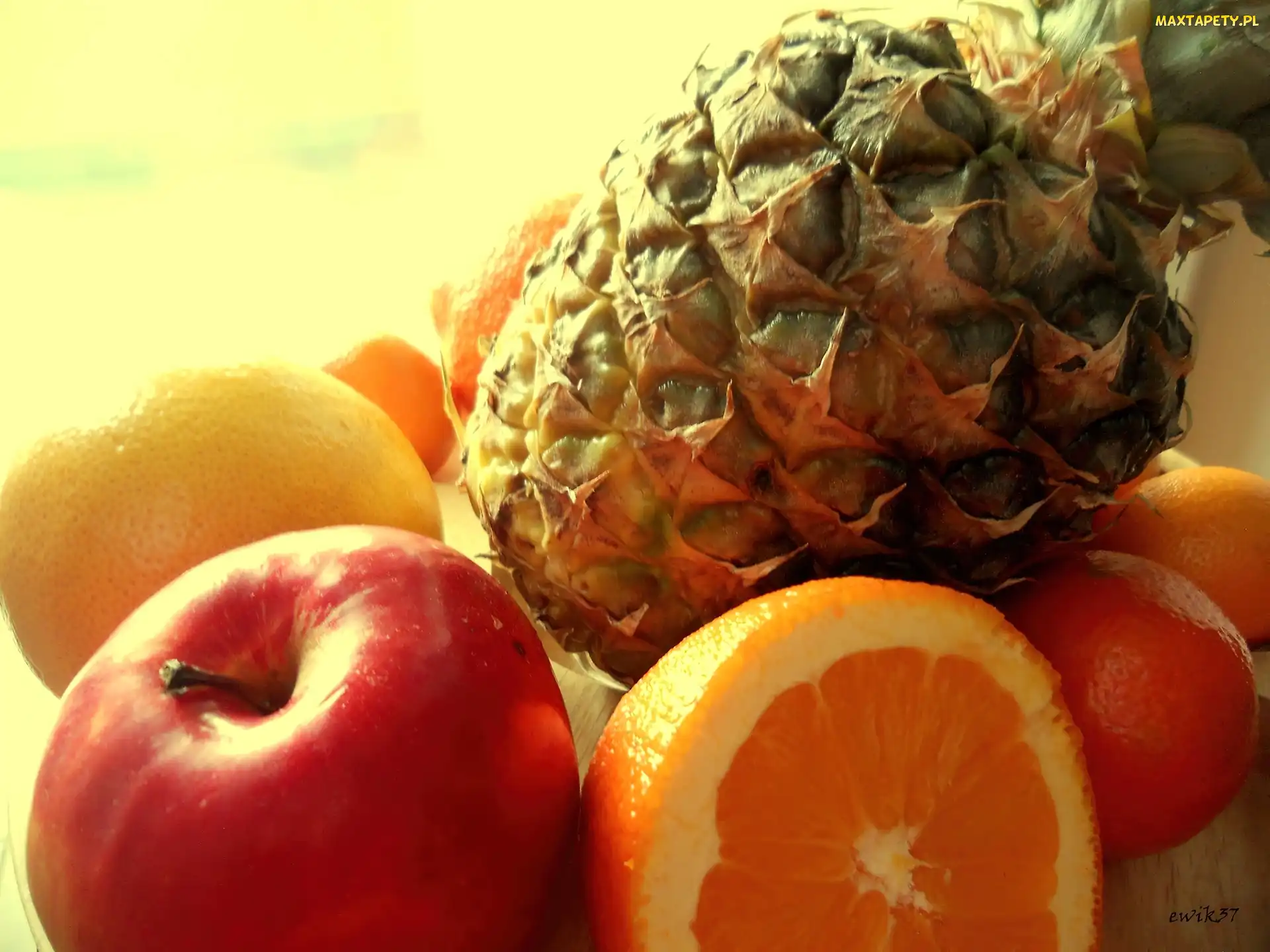 Jabłko, Mandarynka, Ananas, Pomarańcz, Owoce