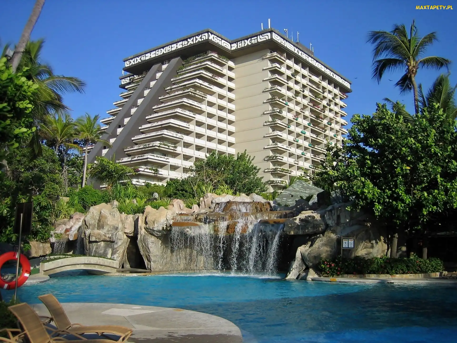 Ogród, Basen, Hotel, Acapulco, Princess, Kaskada