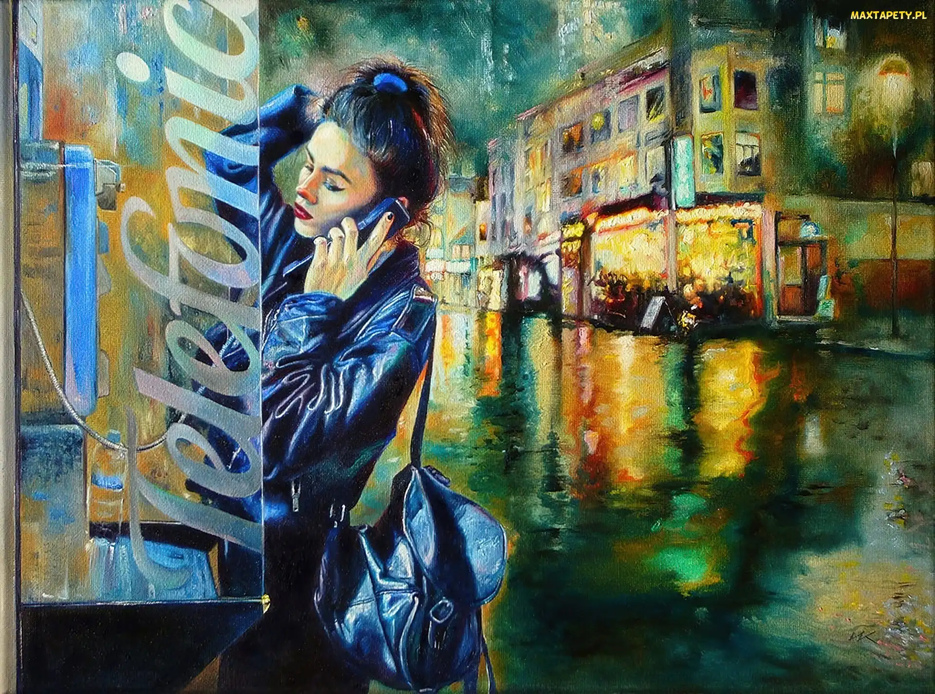 Kobieta, Telefoniczna, Budka, Brunetka, Włodzimierz Kukliński