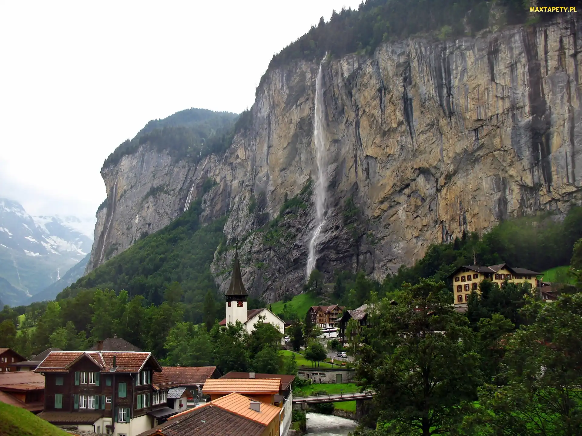 Las, Lauterbrunnen, Panorama, Wodospad, Góry