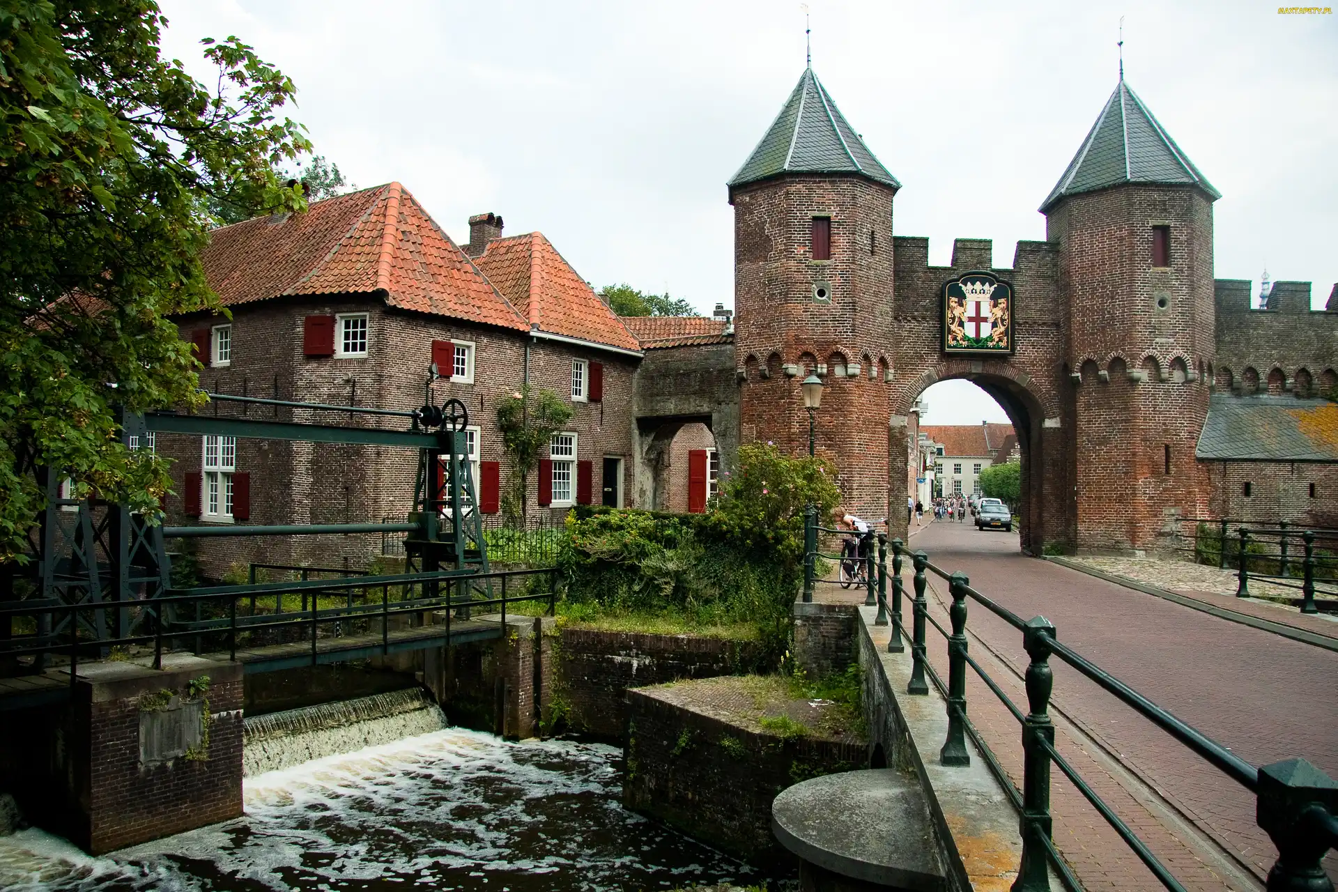 Amersfoort, Most, Eem, Śluza, Fragment, Brama, Murów, Obronnych, Baszty, Rzeka