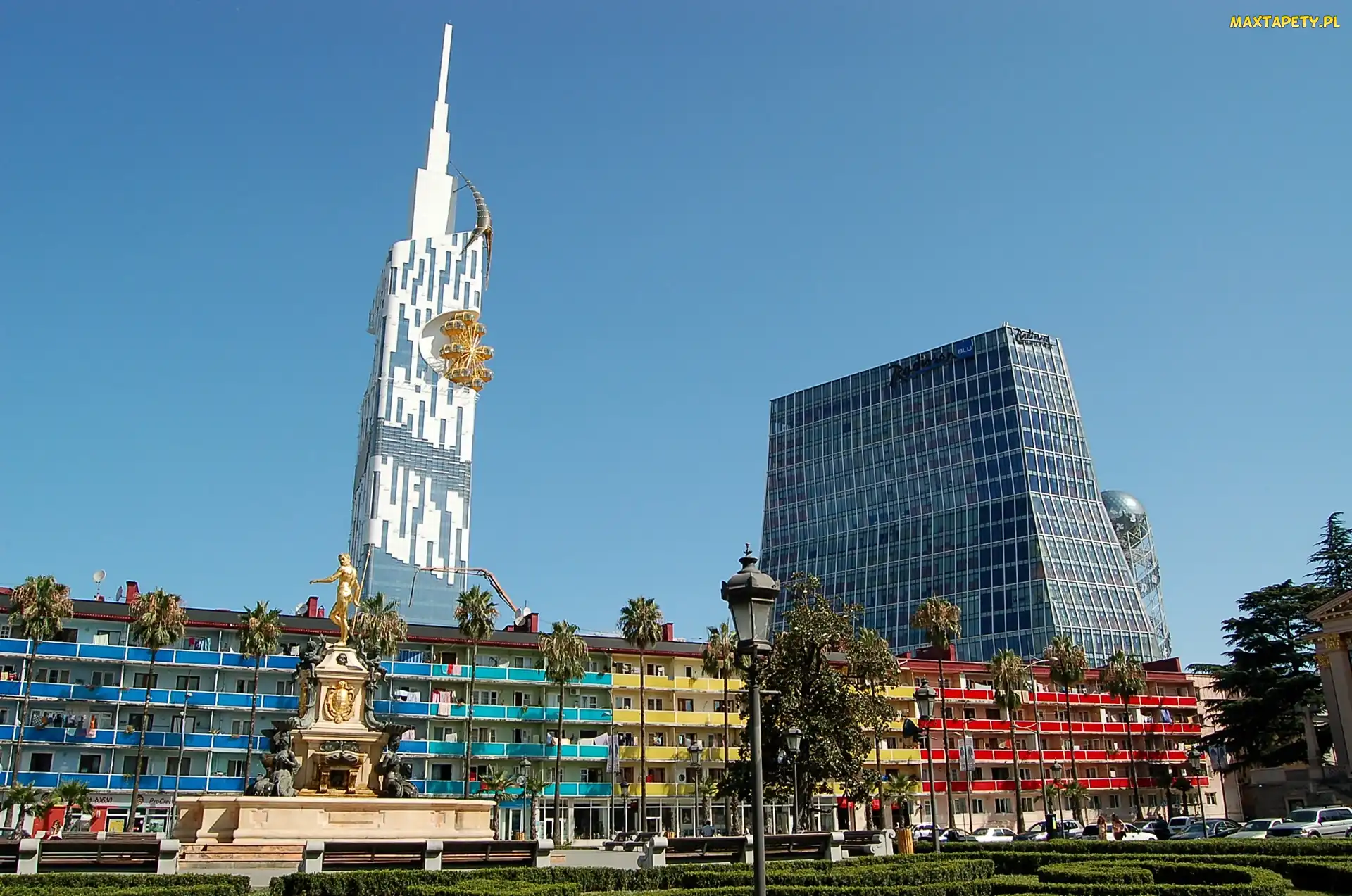 Pomnik, Skwer, Radisson, Batumi, Uniwersytetu, Hotel, Gmach